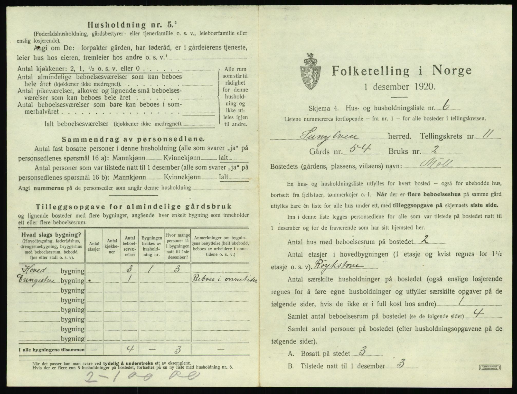 SAT, 1920 census for Sunnylven, 1920, p. 468