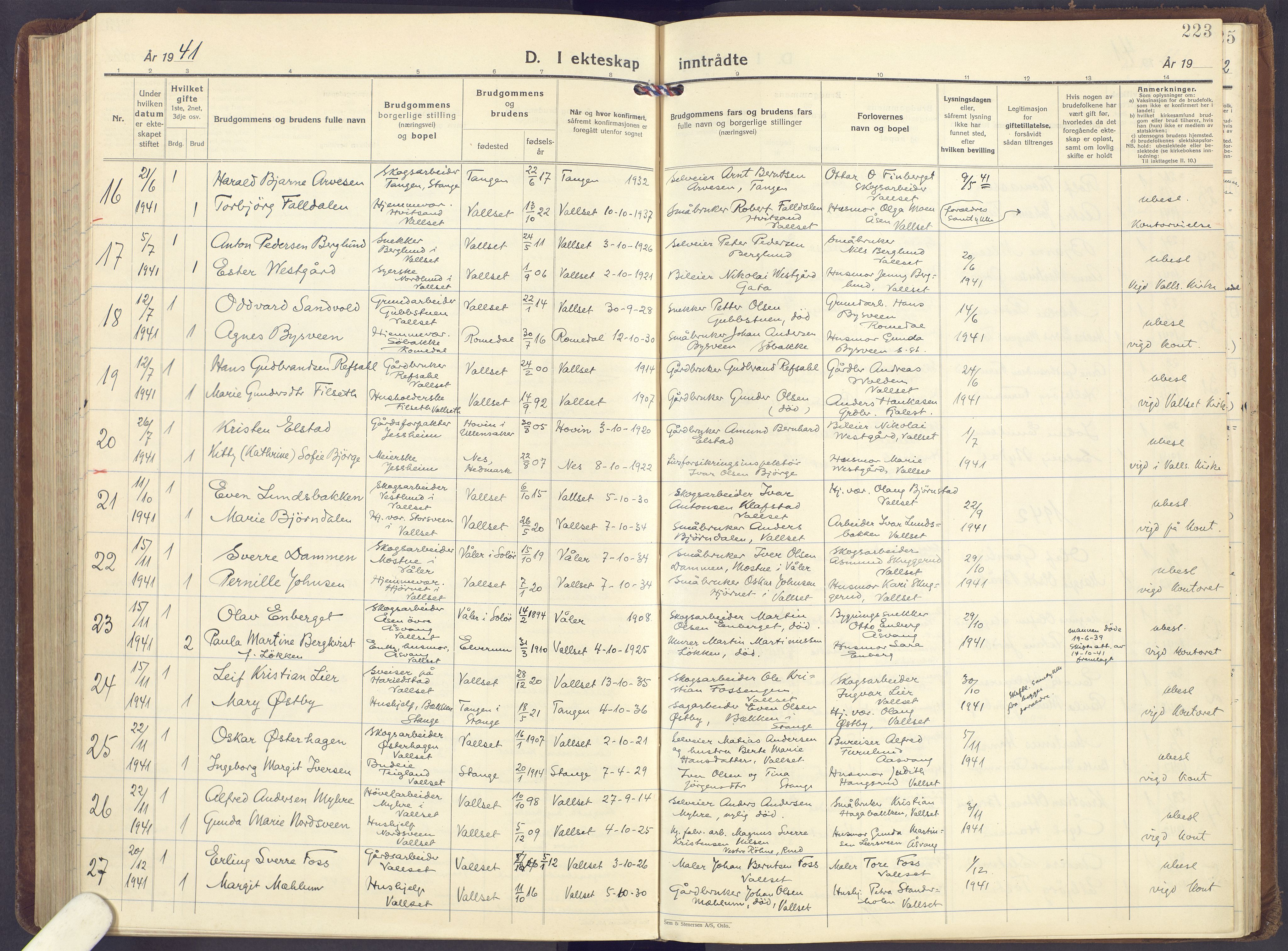 Romedal prestekontor, AV/SAH-PREST-004/K/L0013: Parish register (official) no. 13, 1930-1949, p. 223