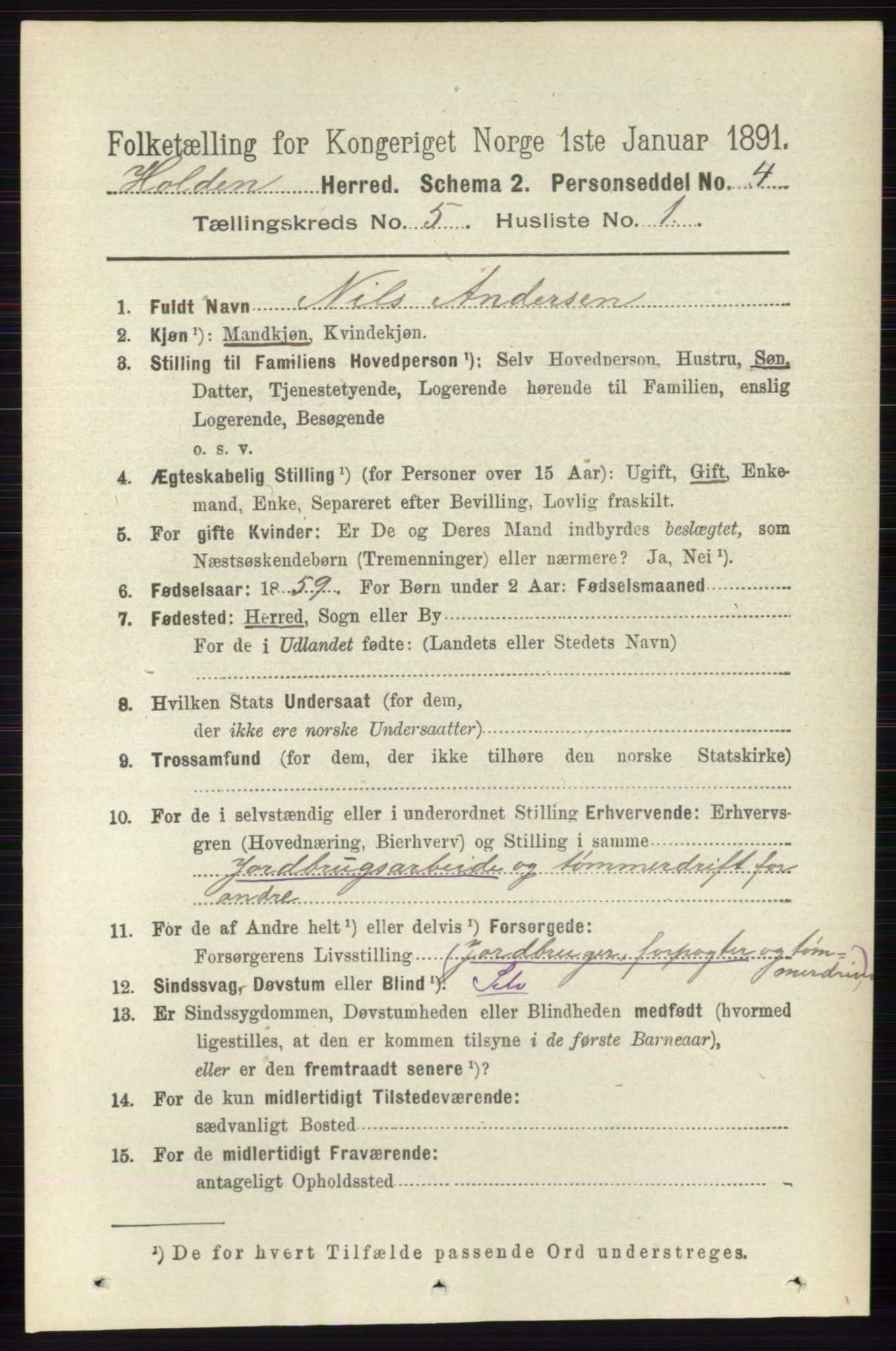 RA, 1891 census for 0819 Holla, 1891, p. 2746