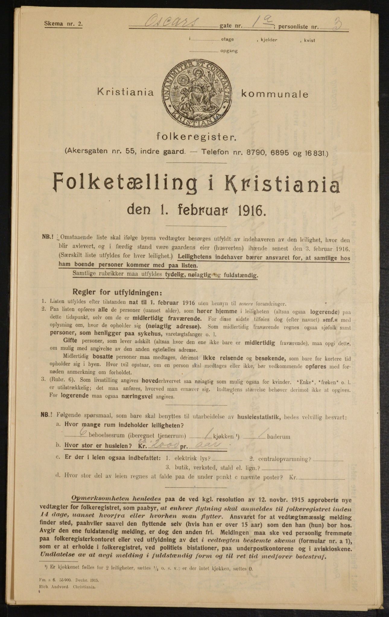 OBA, Municipal Census 1916 for Kristiania, 1916, p. 77961