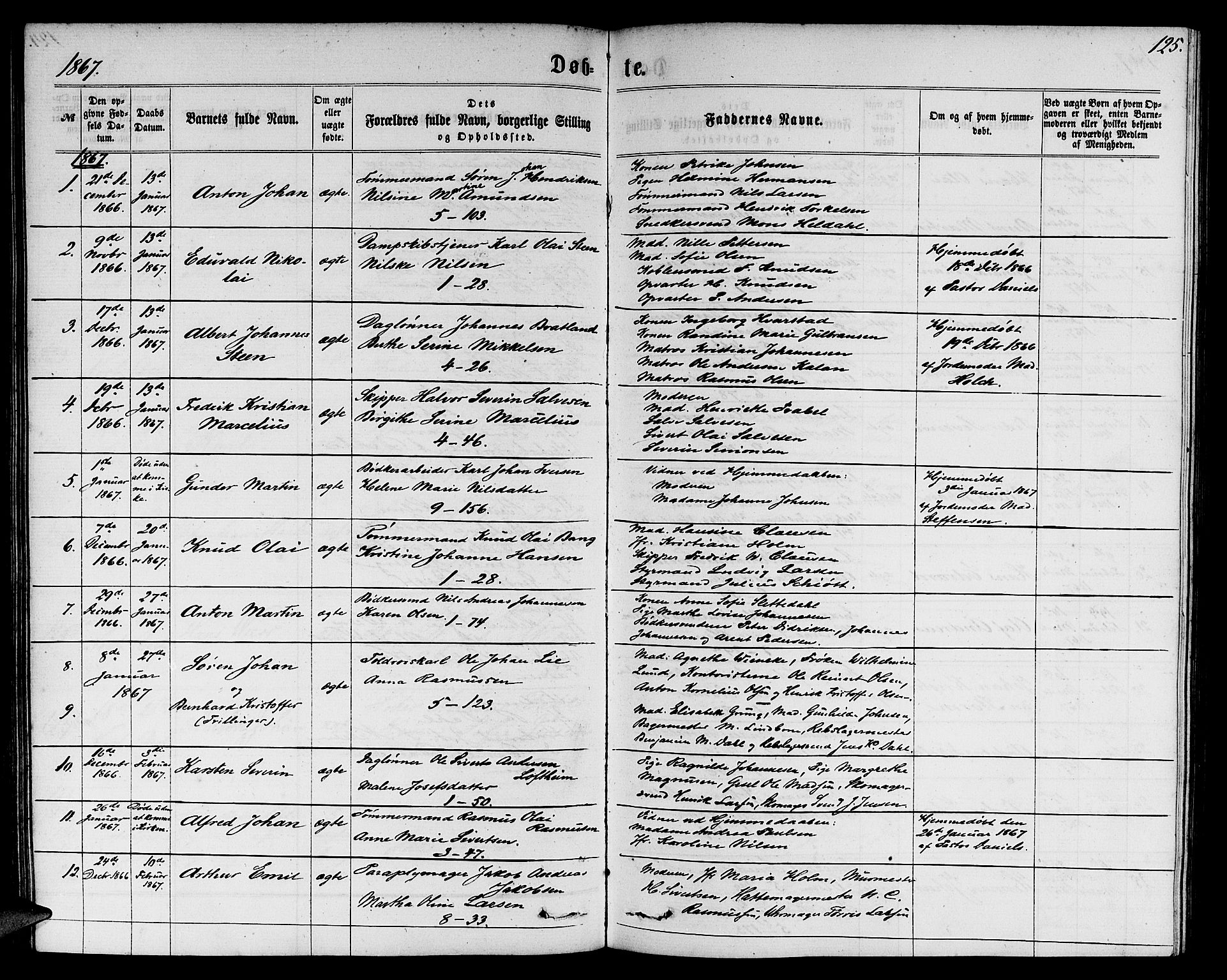 Nykirken Sokneprestembete, SAB/A-77101/H/Hab: Parish register (copy) no. B 2, 1859-1868, p. 125
