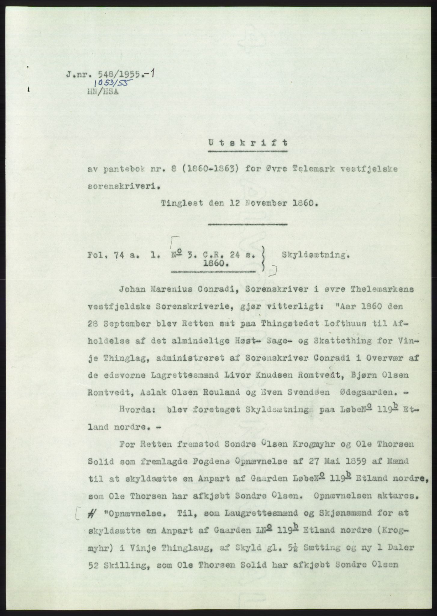 Statsarkivet i Kongsberg, SAKO/A-0001, 1955, p. 319