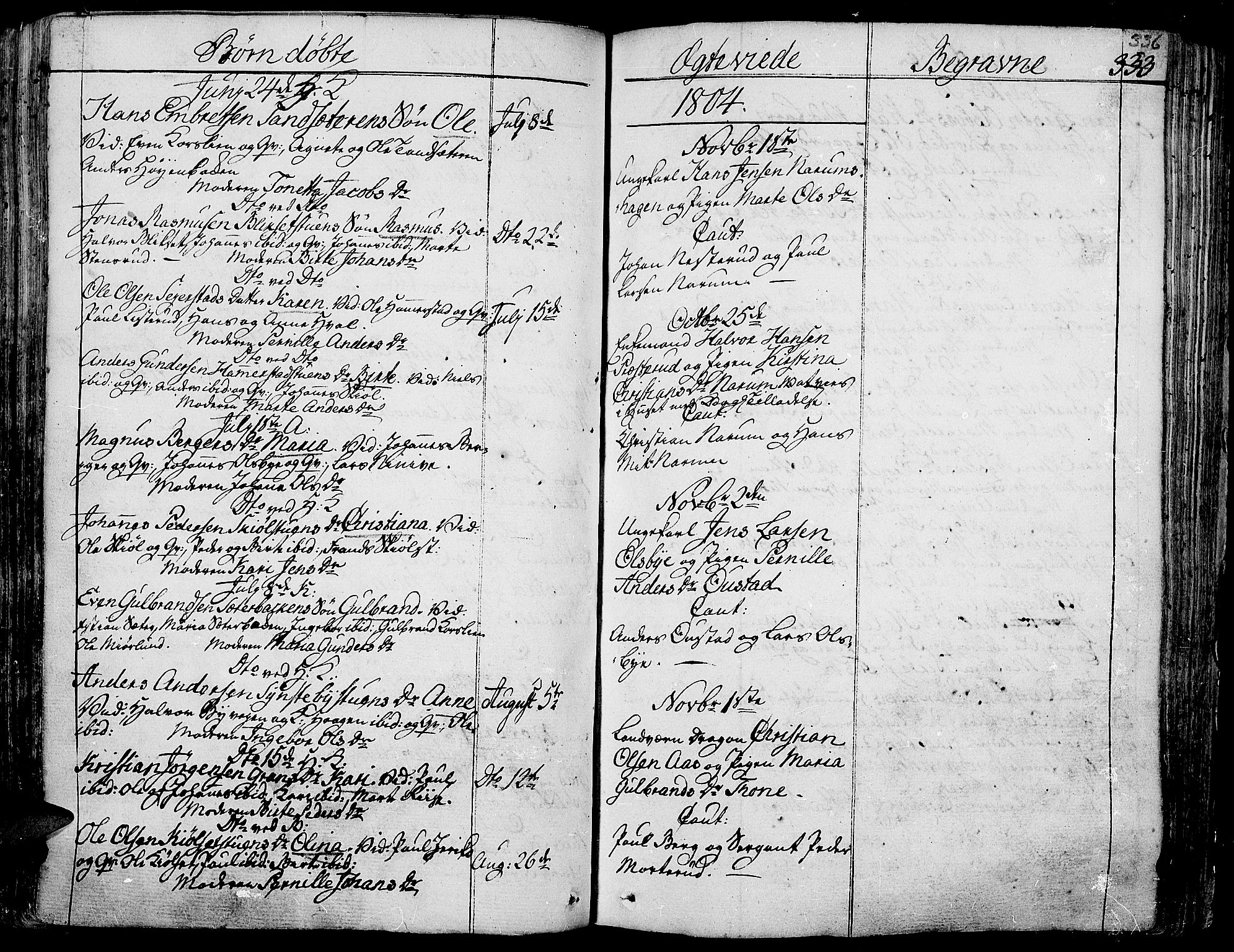 Toten prestekontor, SAH/PREST-102/H/Ha/Haa/L0007: Parish register (official) no. 7, 1794-1809, p. 336