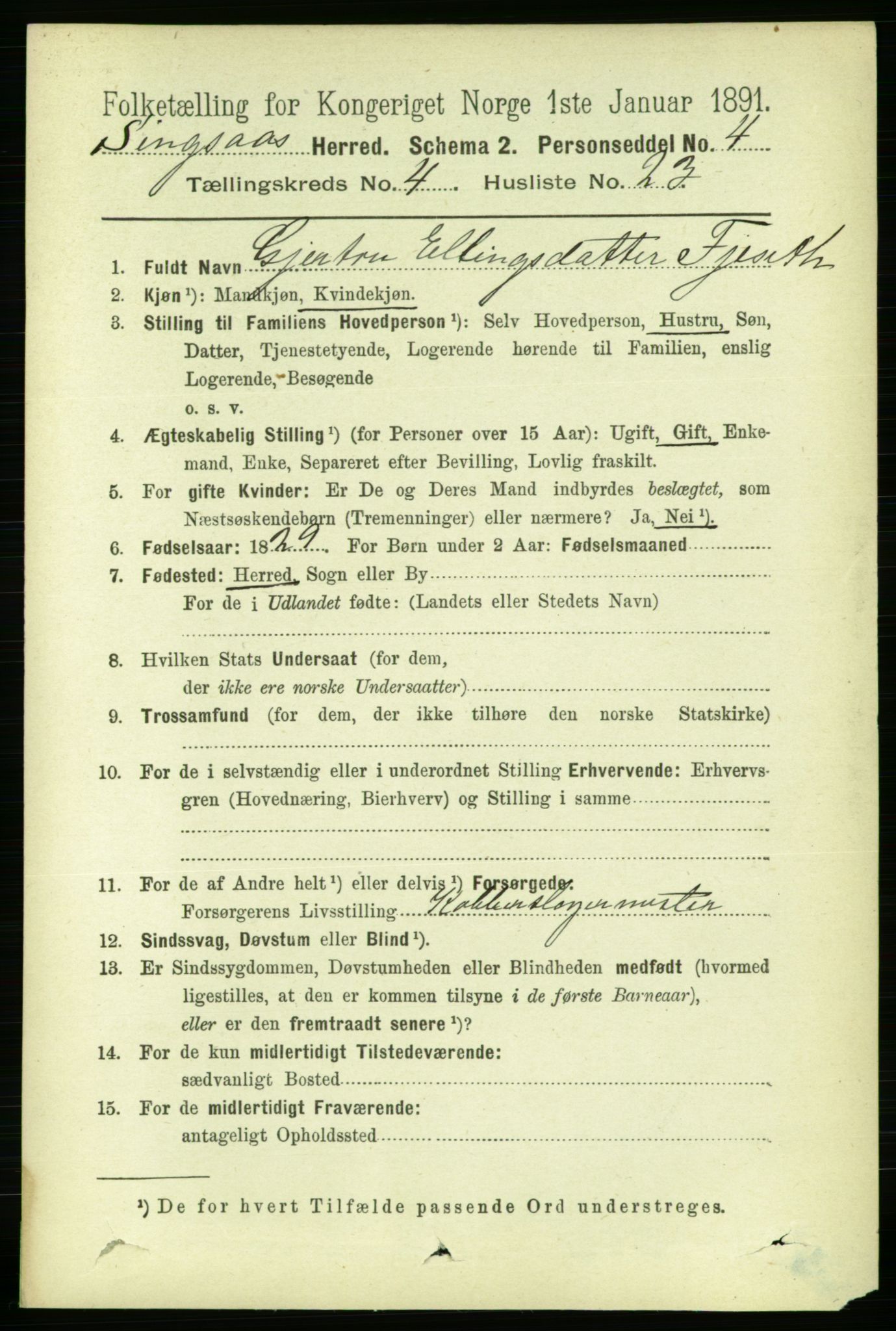 RA, 1891 census for 1646 Singsås, 1891, p. 980