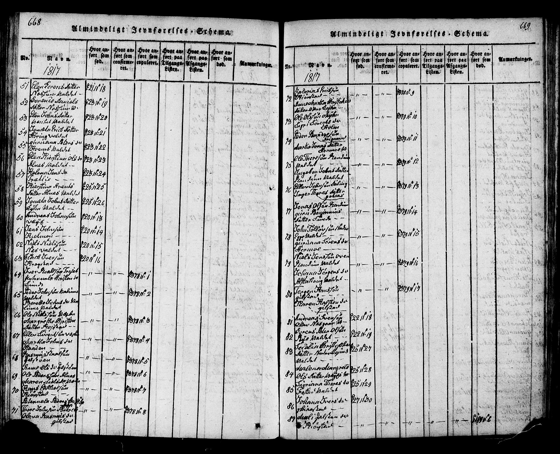 Ministerialprotokoller, klokkerbøker og fødselsregistre - Nord-Trøndelag, AV/SAT-A-1458/717/L0169: Parish register (copy) no. 717C01, 1816-1834, p. 668-669