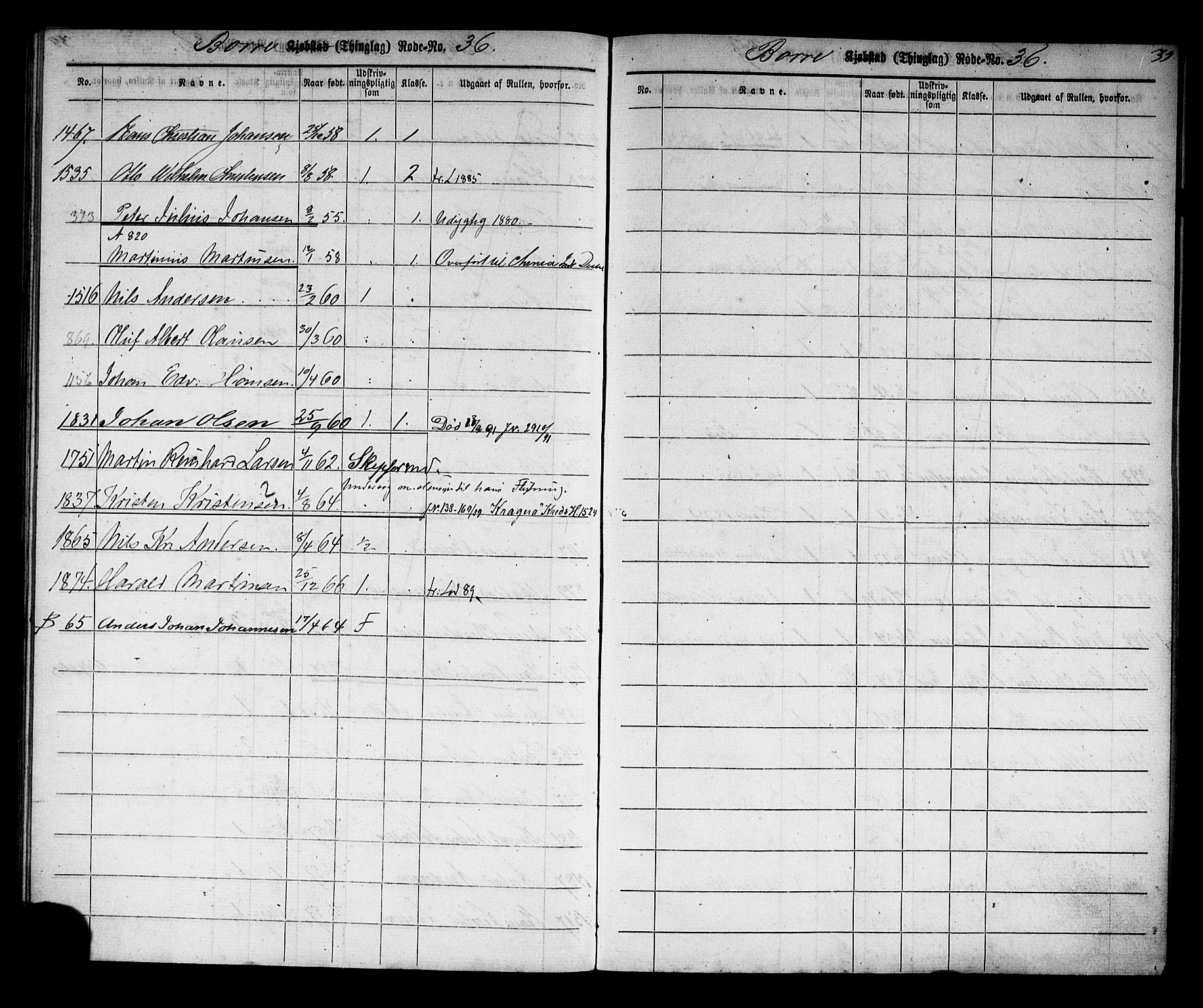 Horten innrulleringskontor, AV/SAKO-A-785/F/Fd/L0001: Utskrivningsregisterrulle, 1870-1890, p. 52