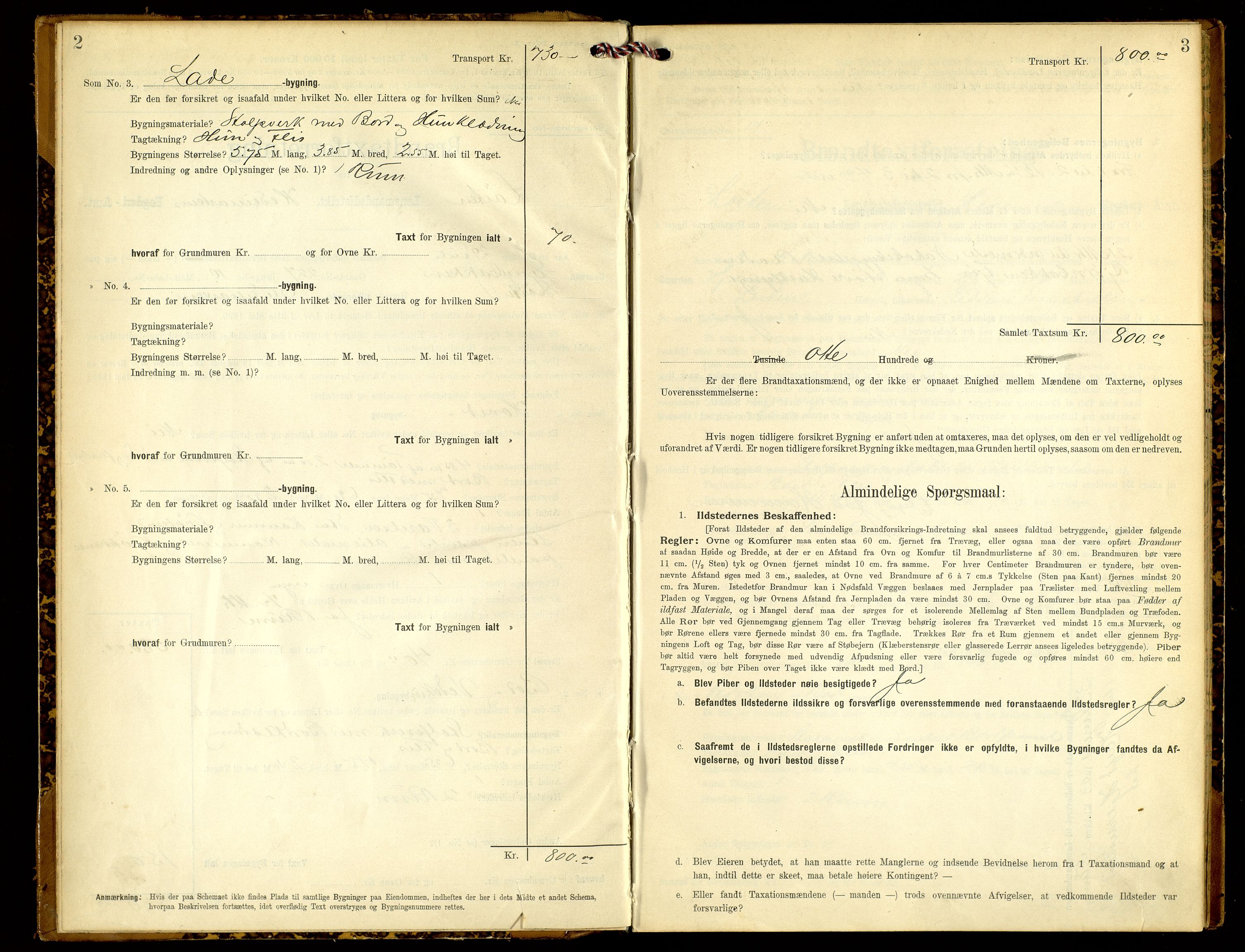 Norges Brannkasse, Løten, SAH/NBRANL-007/F/L0005: Branntakstprotokoll, 1903-1950, p. 2-3