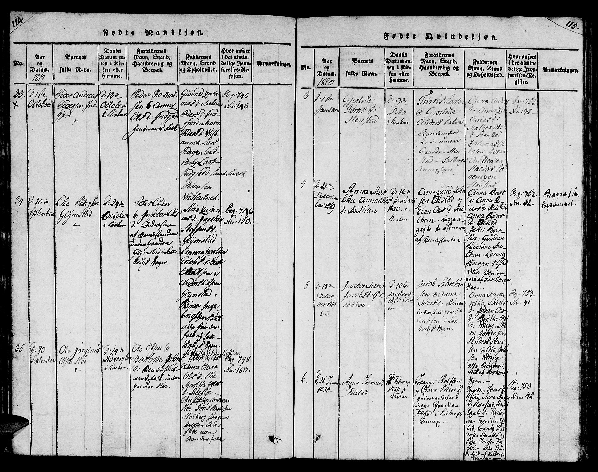 Ministerialprotokoller, klokkerbøker og fødselsregistre - Nord-Trøndelag, SAT/A-1458/730/L0275: Parish register (official) no. 730A04, 1816-1822, p. 114-115