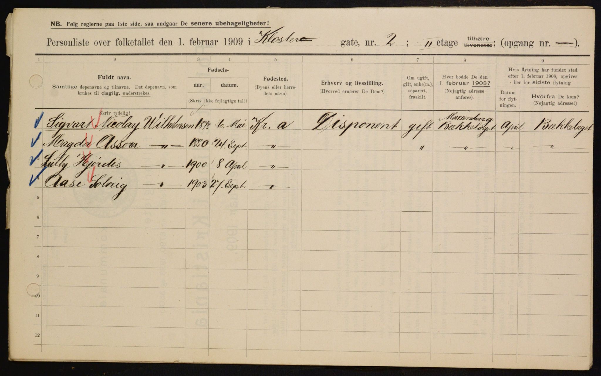 OBA, Municipal Census 1909 for Kristiania, 1909, p. 47754