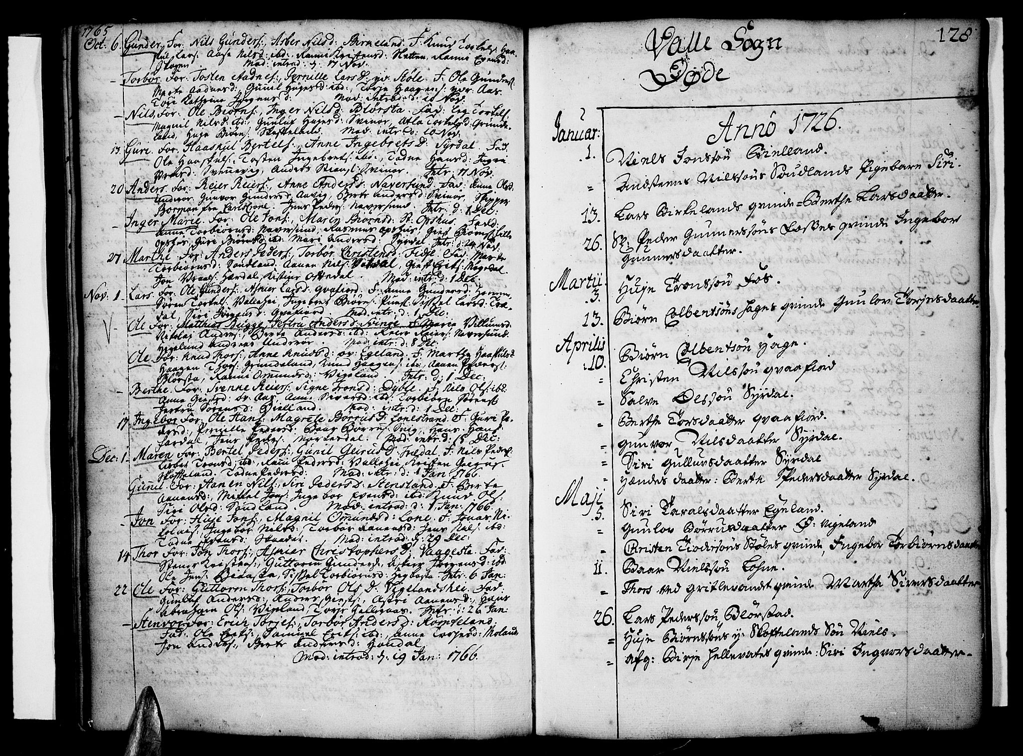 Sør-Audnedal sokneprestkontor, SAK/1111-0039/F/Fa/Fab/L0001: Parish register (official) no. A 1 /1, 1726-1766, p. 128