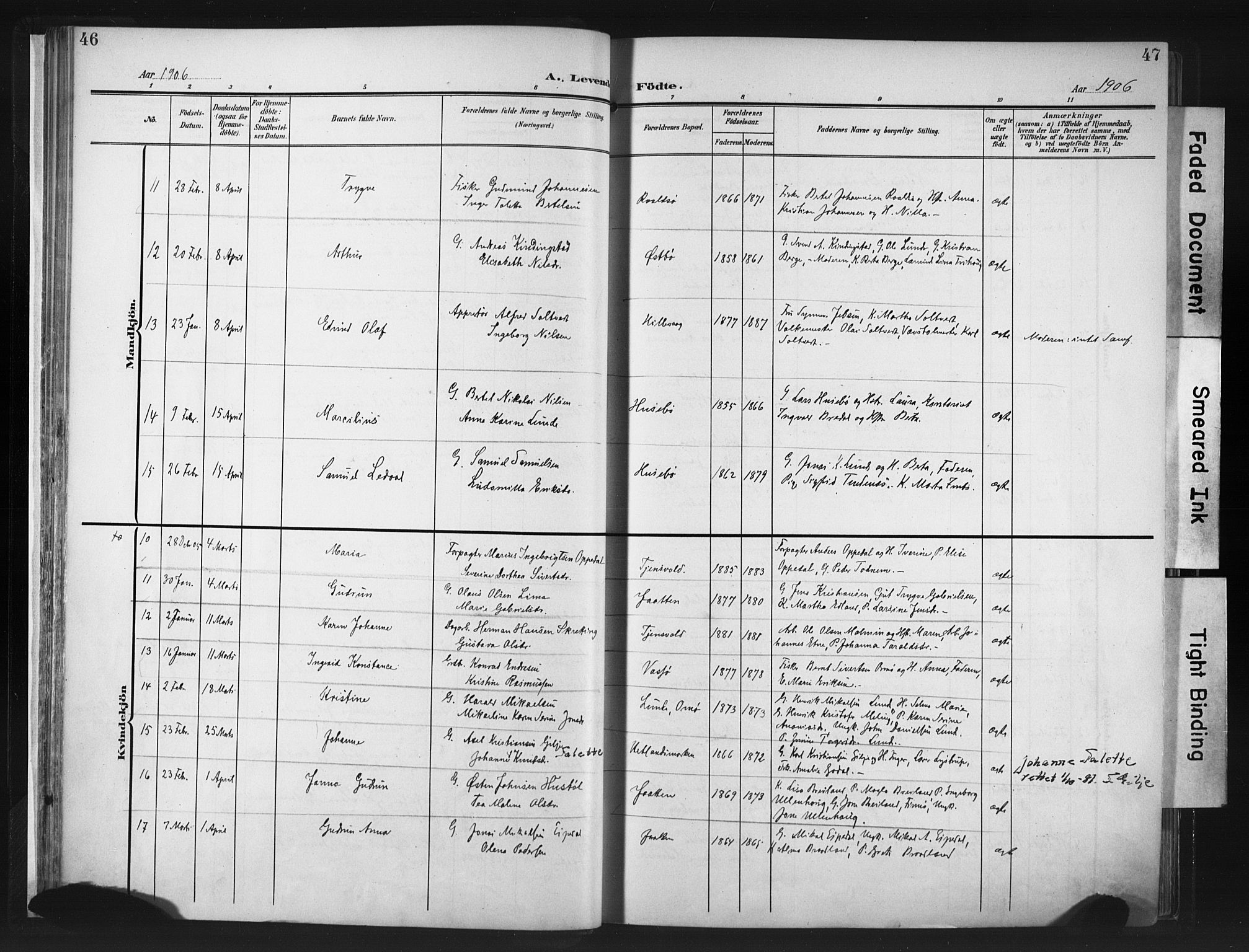 Hetland sokneprestkontor, AV/SAST-A-101826/30/30BA/L0013: Parish register (official) no. A 13, 1904-1918, p. 46-47