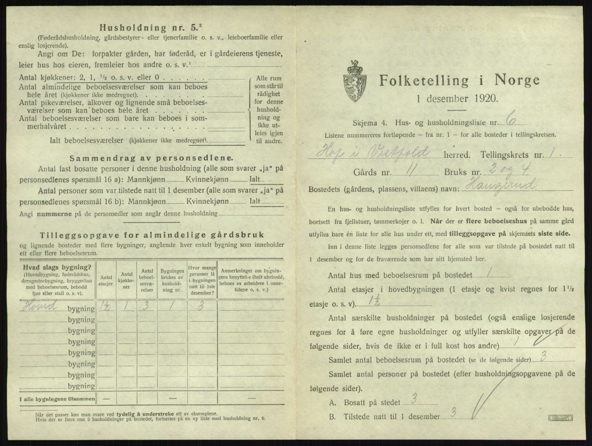 SAKO, 1920 census for Hof, 1920, p. 34