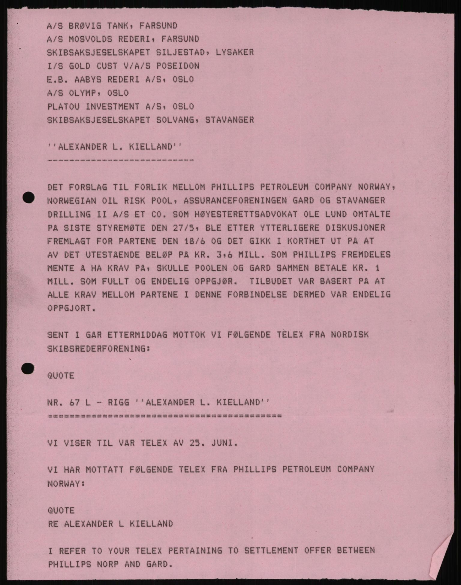 Pa 1503 - Stavanger Drilling AS, AV/SAST-A-101906/D/L0006: Korrespondanse og saksdokumenter, 1974-1984, p. 33