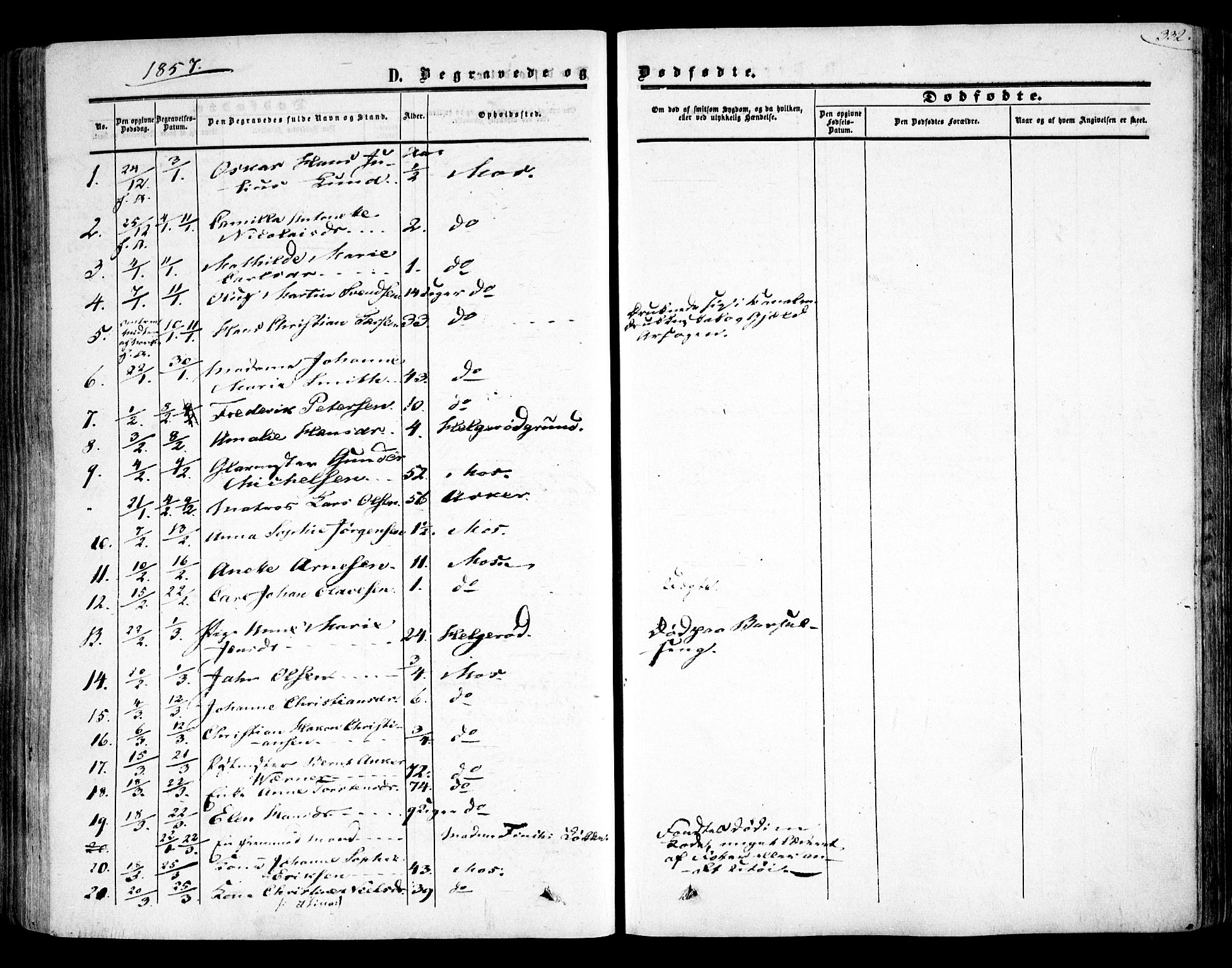Moss prestekontor Kirkebøker, AV/SAO-A-2003/F/Fa/L0008: Parish register (official) no. I 8, 1852-1869, p. 332