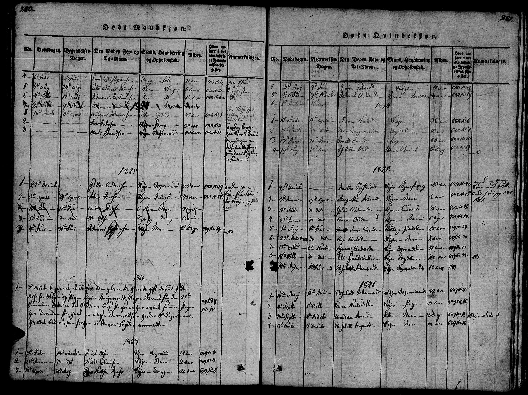 Ministerialprotokoller, klokkerbøker og fødselsregistre - Møre og Romsdal, AV/SAT-A-1454/581/L0935: Parish register (official) no. 581A03 /3, 1819-1827, p. 280-281