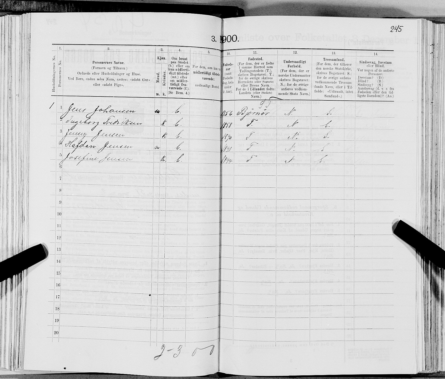 SAT, 1900 census for Gildeskål, 1900, p. 1228