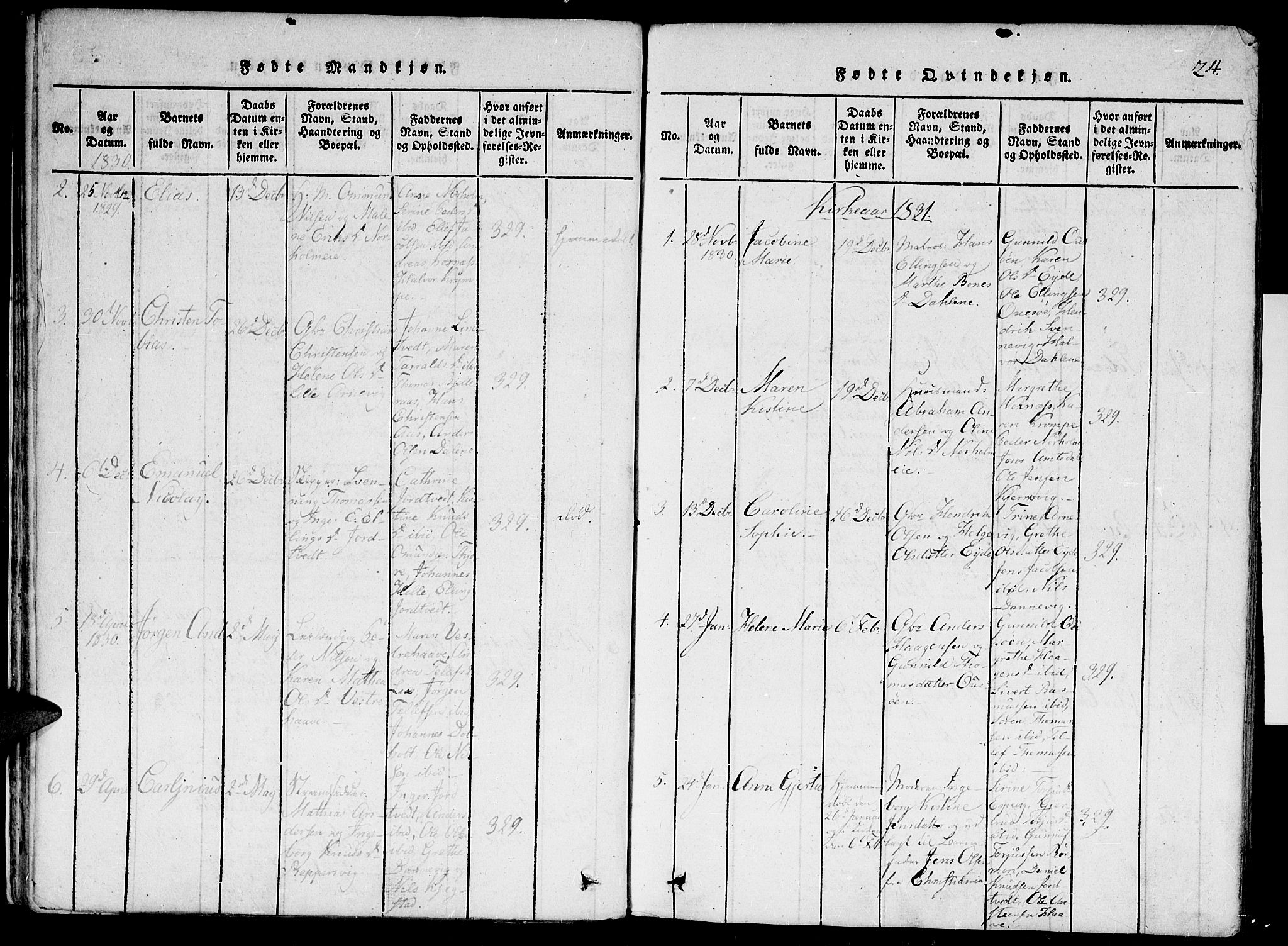 Hommedal sokneprestkontor, AV/SAK-1111-0023/F/Fa/Faa/L0001: Parish register (official) no. A 1, 1816-1860, p. 24