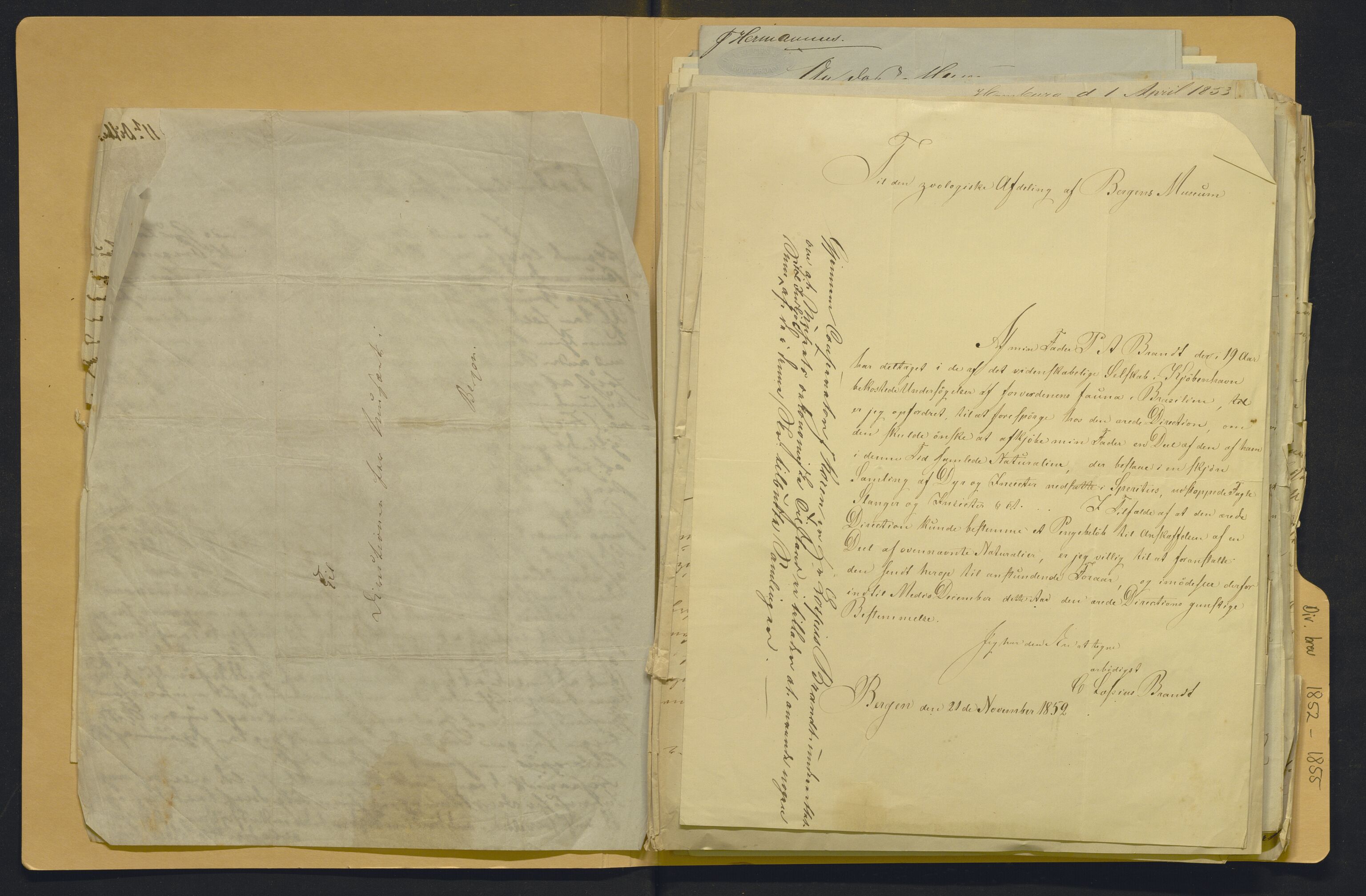 Bergens Museum, AV/SAB-A-17301/08/D/Da/L0001: Brev, 1852-1885, p. 4