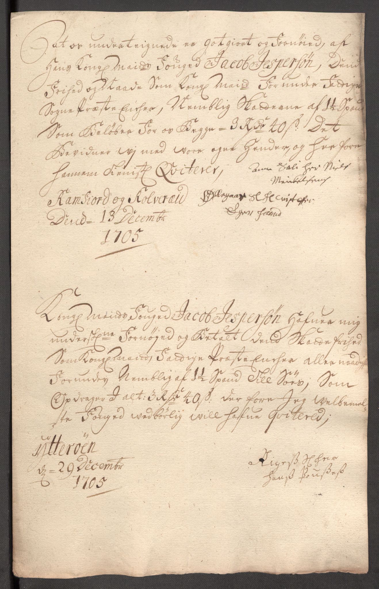 Rentekammeret inntil 1814, Reviderte regnskaper, Fogderegnskap, AV/RA-EA-4092/R64/L4429: Fogderegnskap Namdal, 1705-1706, p. 150