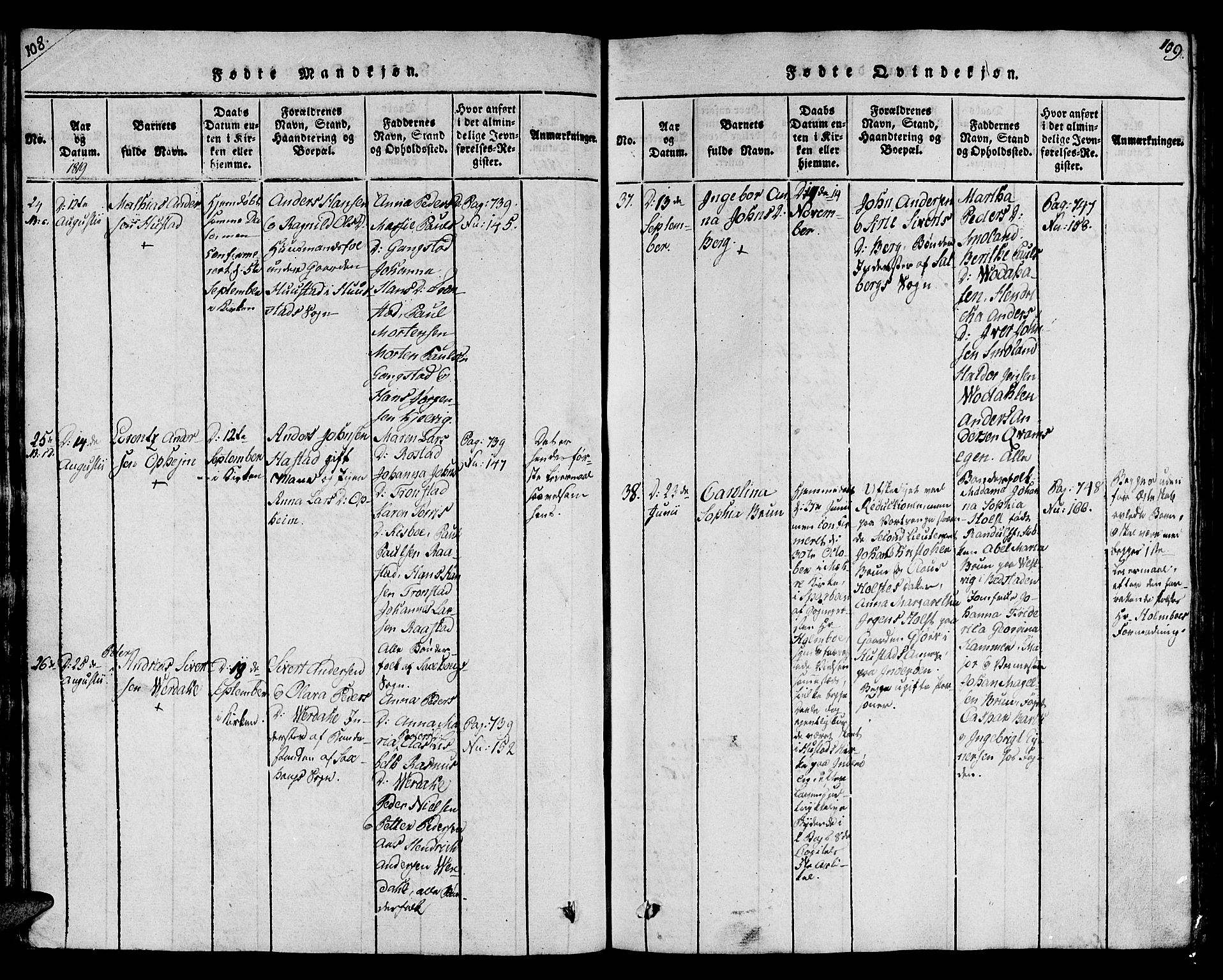 Ministerialprotokoller, klokkerbøker og fødselsregistre - Nord-Trøndelag, AV/SAT-A-1458/730/L0275: Parish register (official) no. 730A04, 1816-1822, p. 108-109