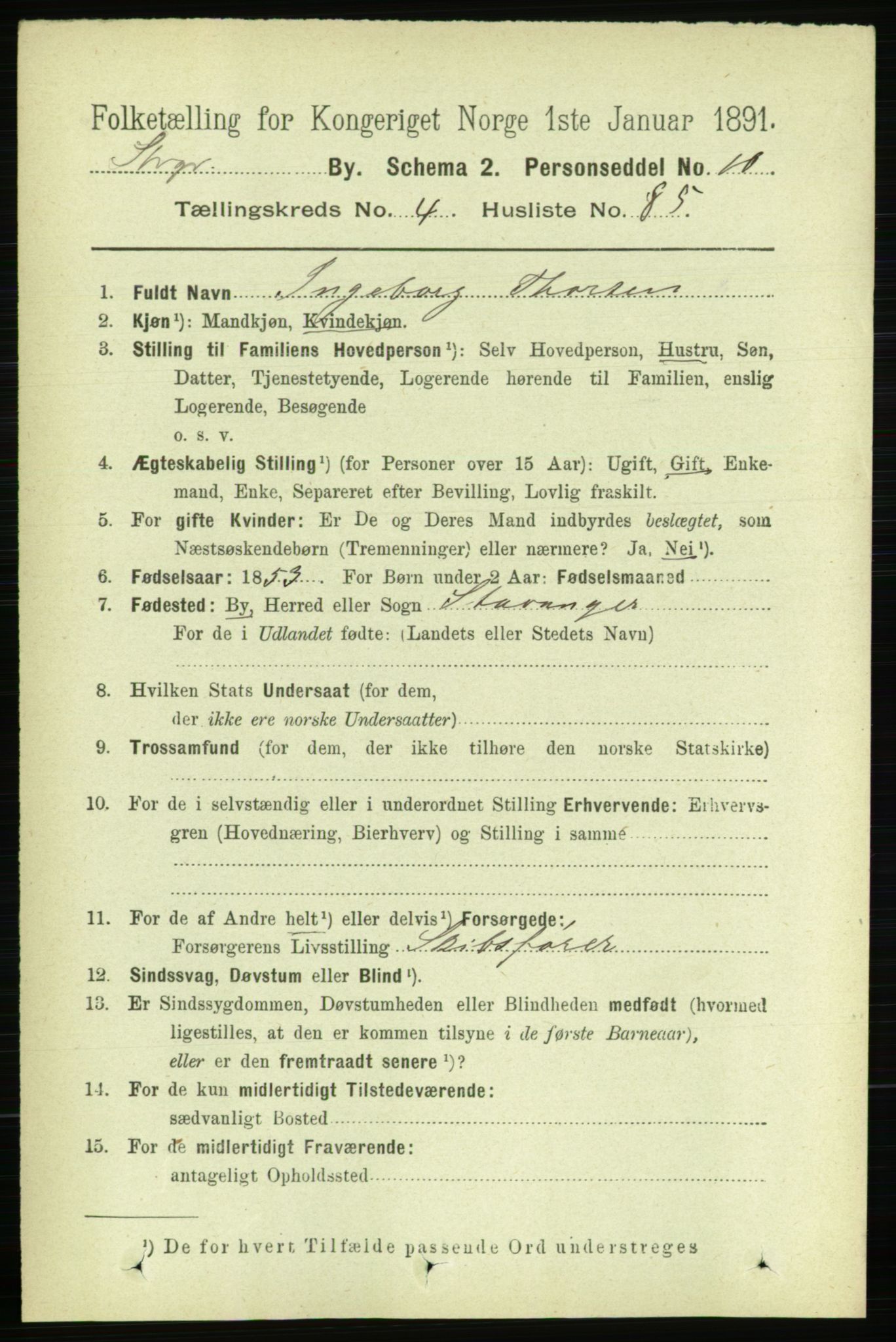 RA, 1891 census for 1103 Stavanger, 1891, p. 8577