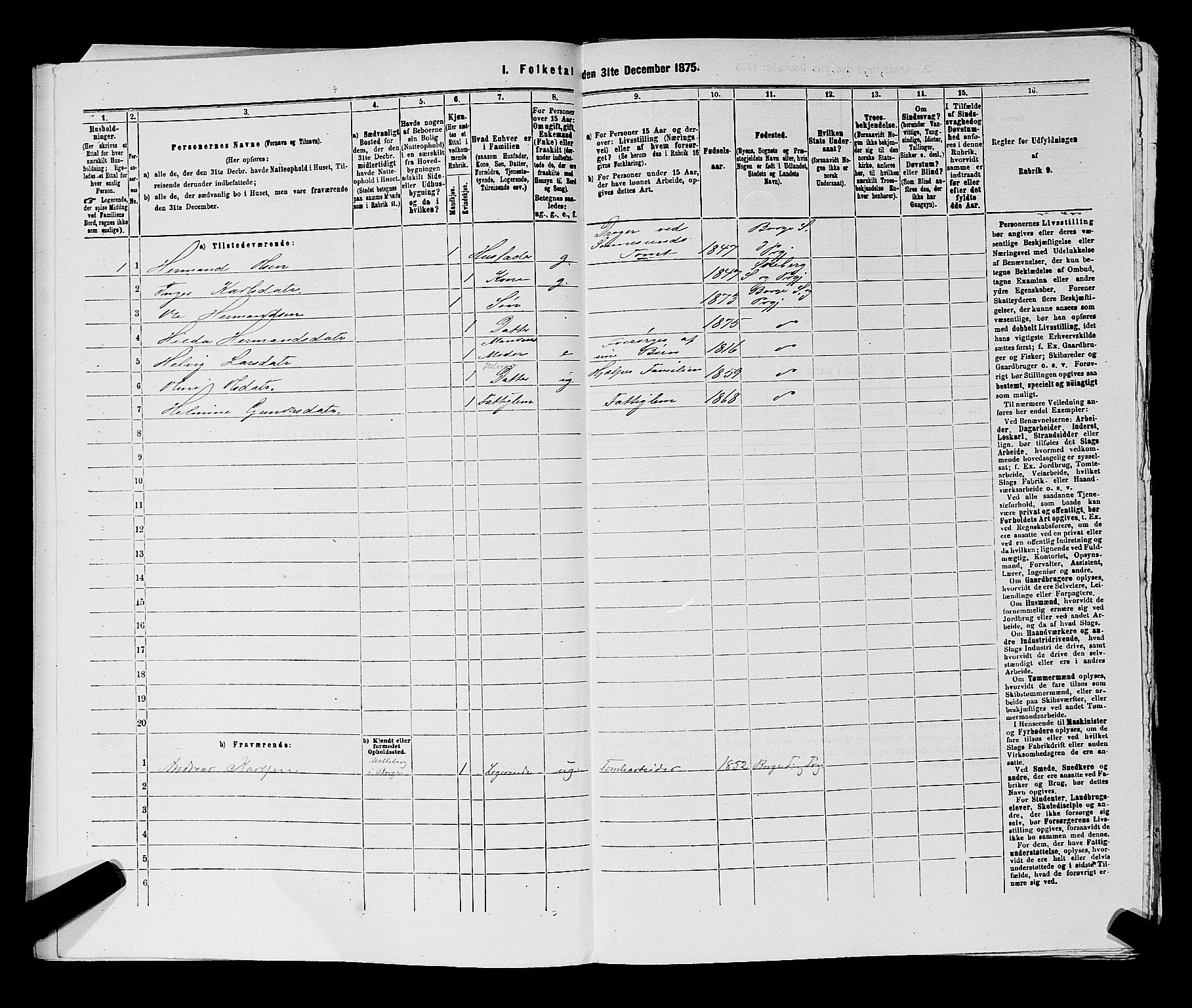 RA, 1875 census for 0113P Borge, 1875, p. 704