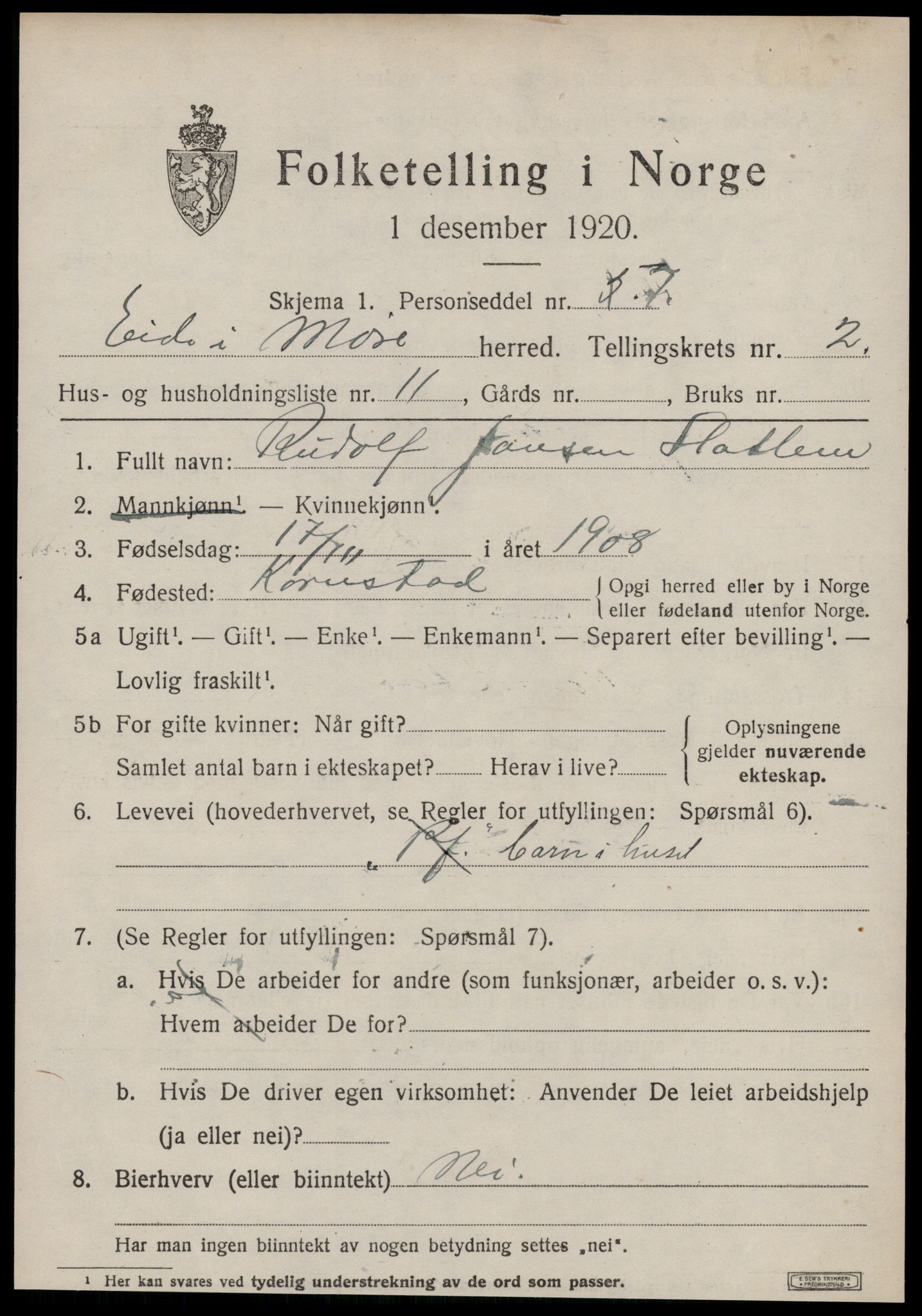 SAT, 1920 census for Eid (MR), 1920, p. 1154