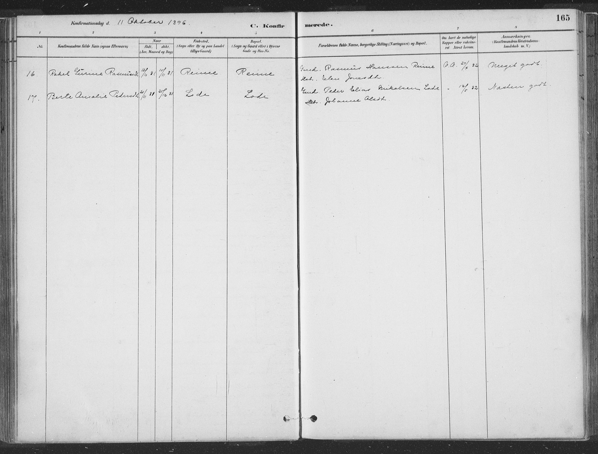 Hå sokneprestkontor, SAST/A-101801/001/30BA/L0010: Parish register (official) no. A 9, 1879-1896, p. 165