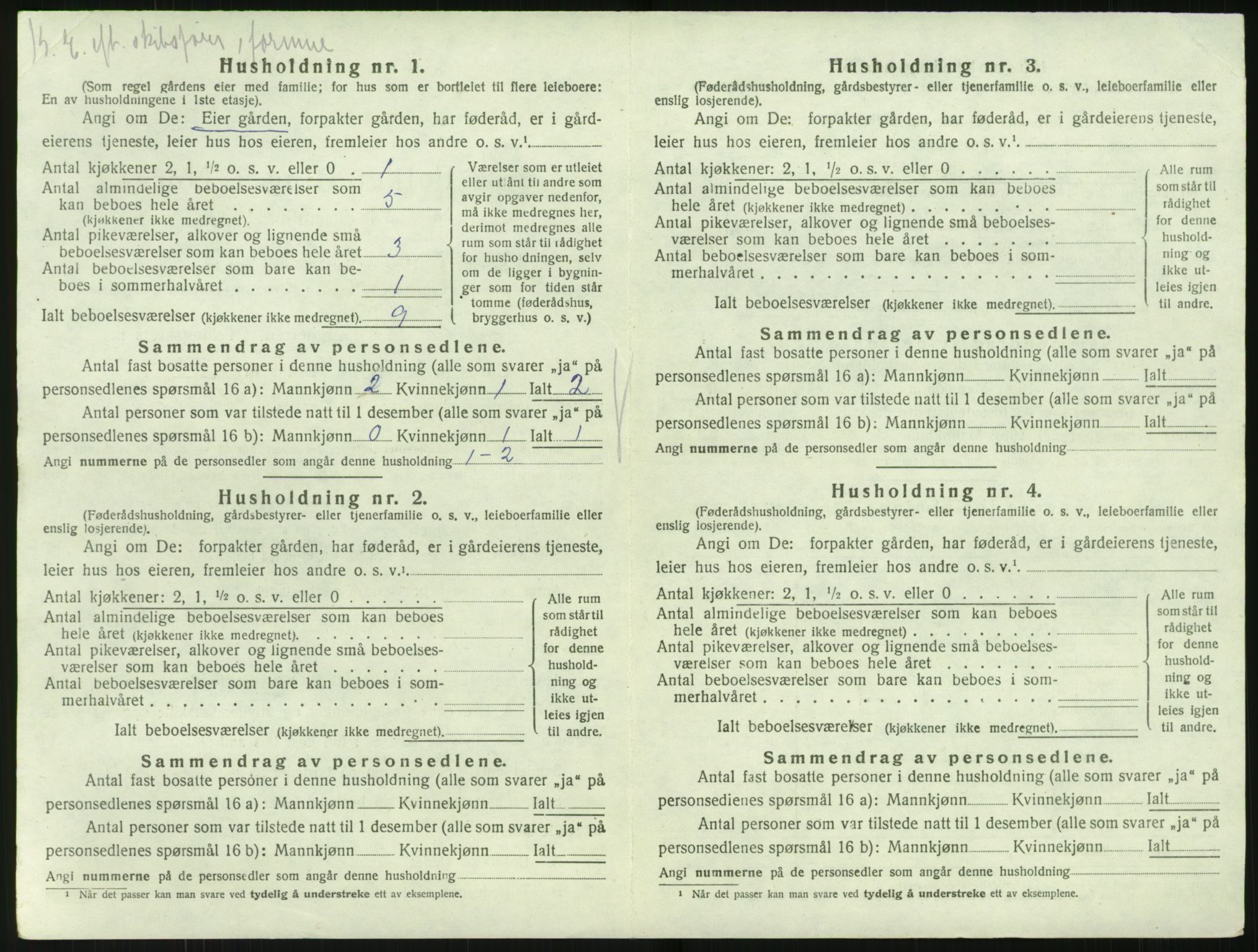 SAK, 1920 census for Flosta, 1920, p. 851