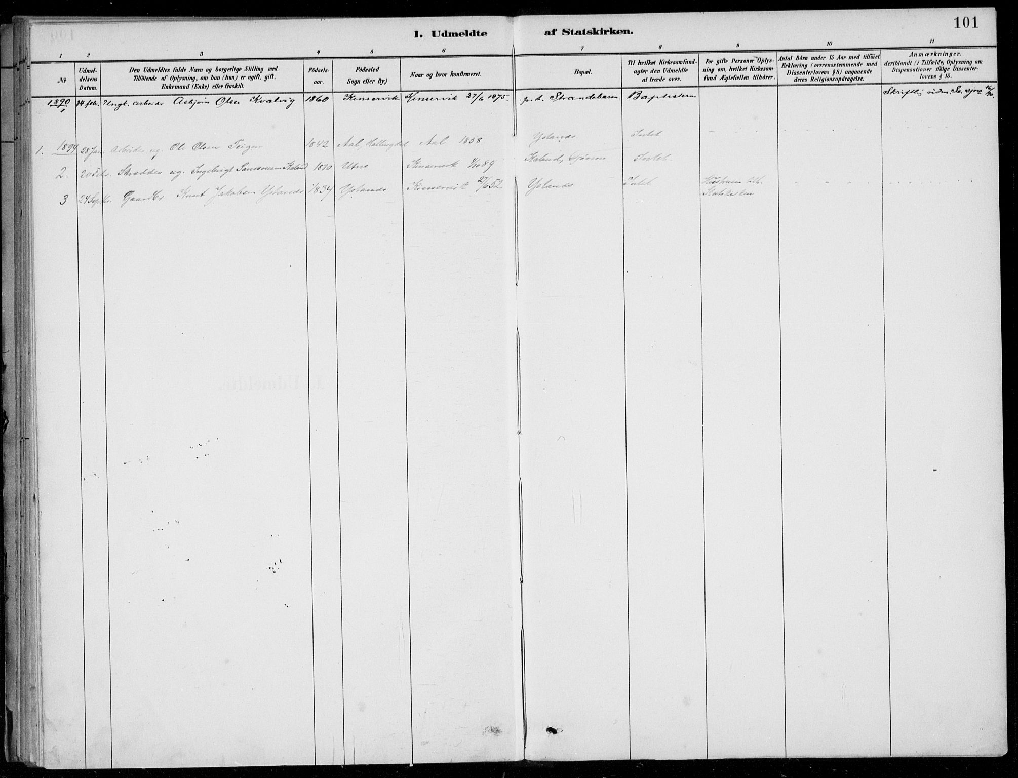 Ullensvang sokneprestembete, SAB/A-78701/H/Haa: Parish register (official) no. E  3, 1883-1916, p. 101