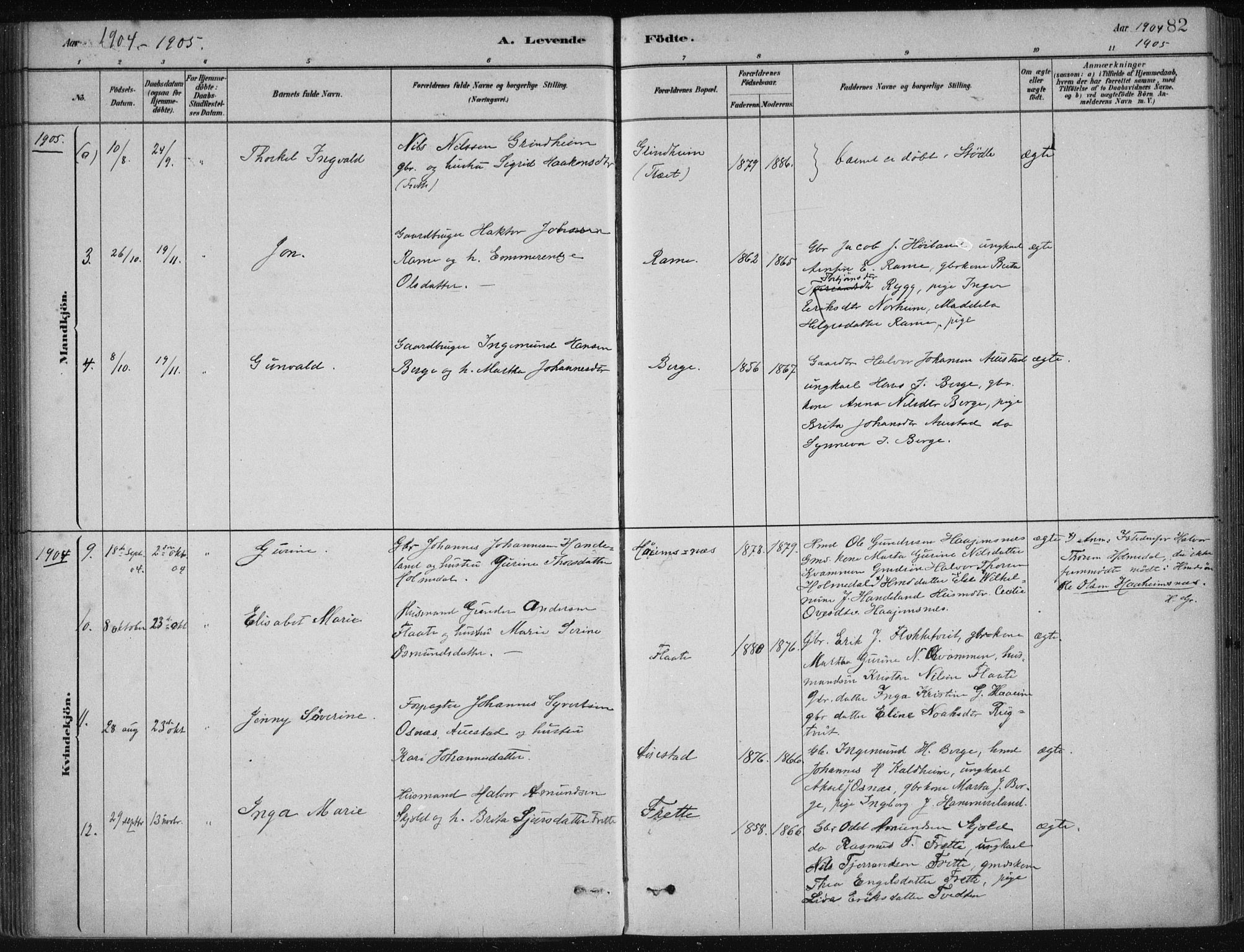 Etne sokneprestembete, AV/SAB-A-75001/H/Haa: Parish register (official) no. D  1, 1879-1919, p. 82