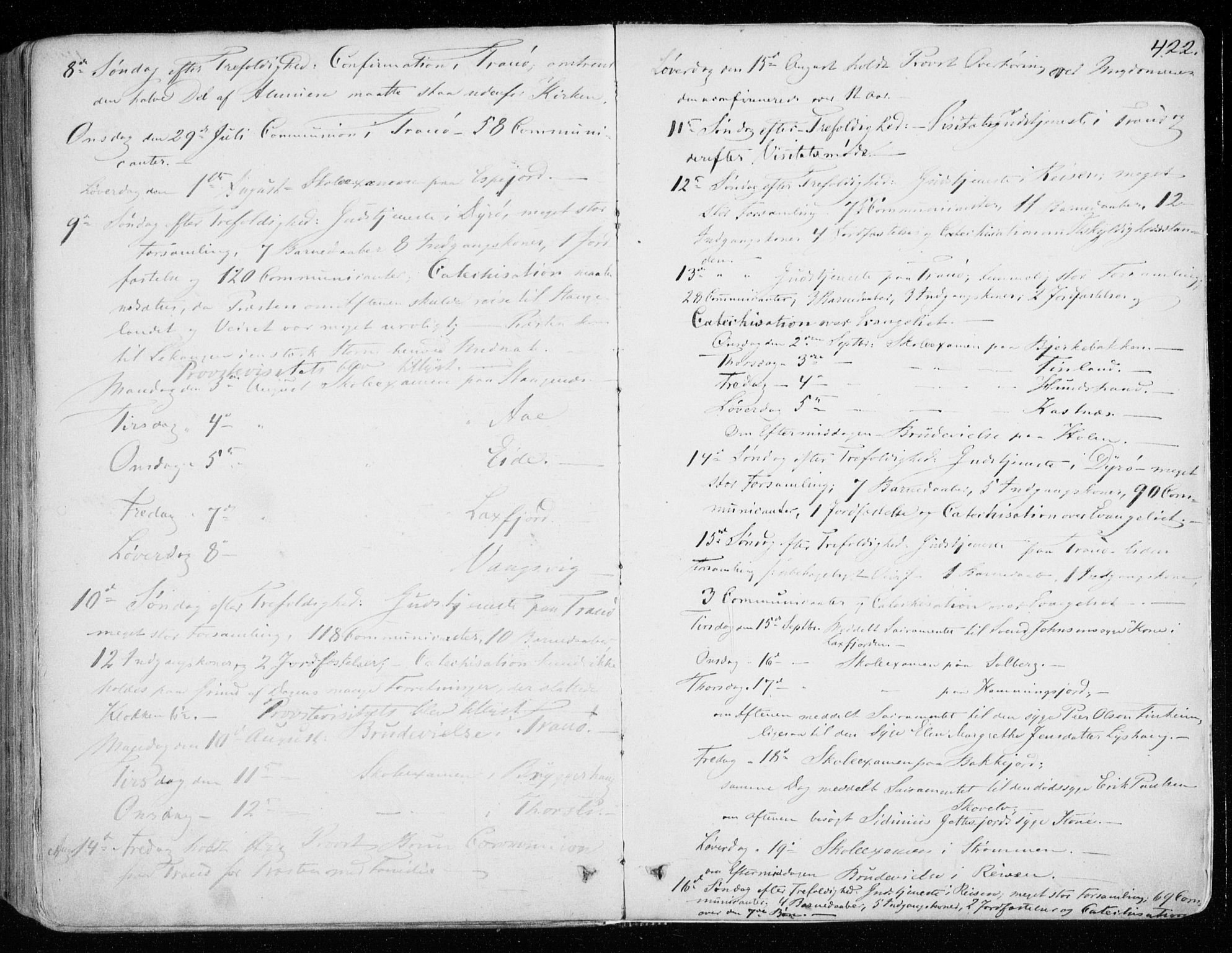 Tranøy sokneprestkontor, SATØ/S-1313/I/Ia/Iaa/L0007kirke: Parish register (official) no. 7, 1856-1866, p. 422
