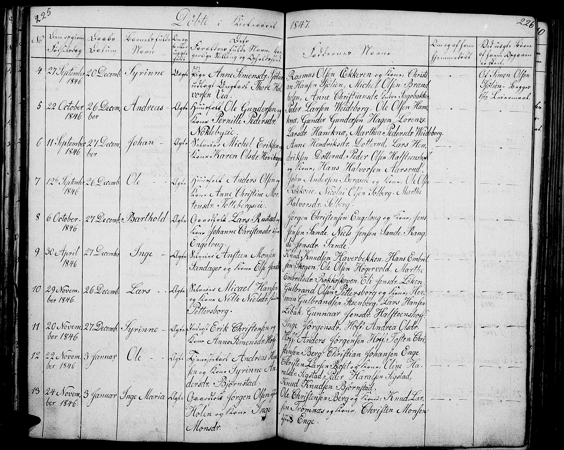 Løten prestekontor, AV/SAH-PREST-022/L/La/L0002: Parish register (copy) no. 2, 1832-1850, p. 225-226