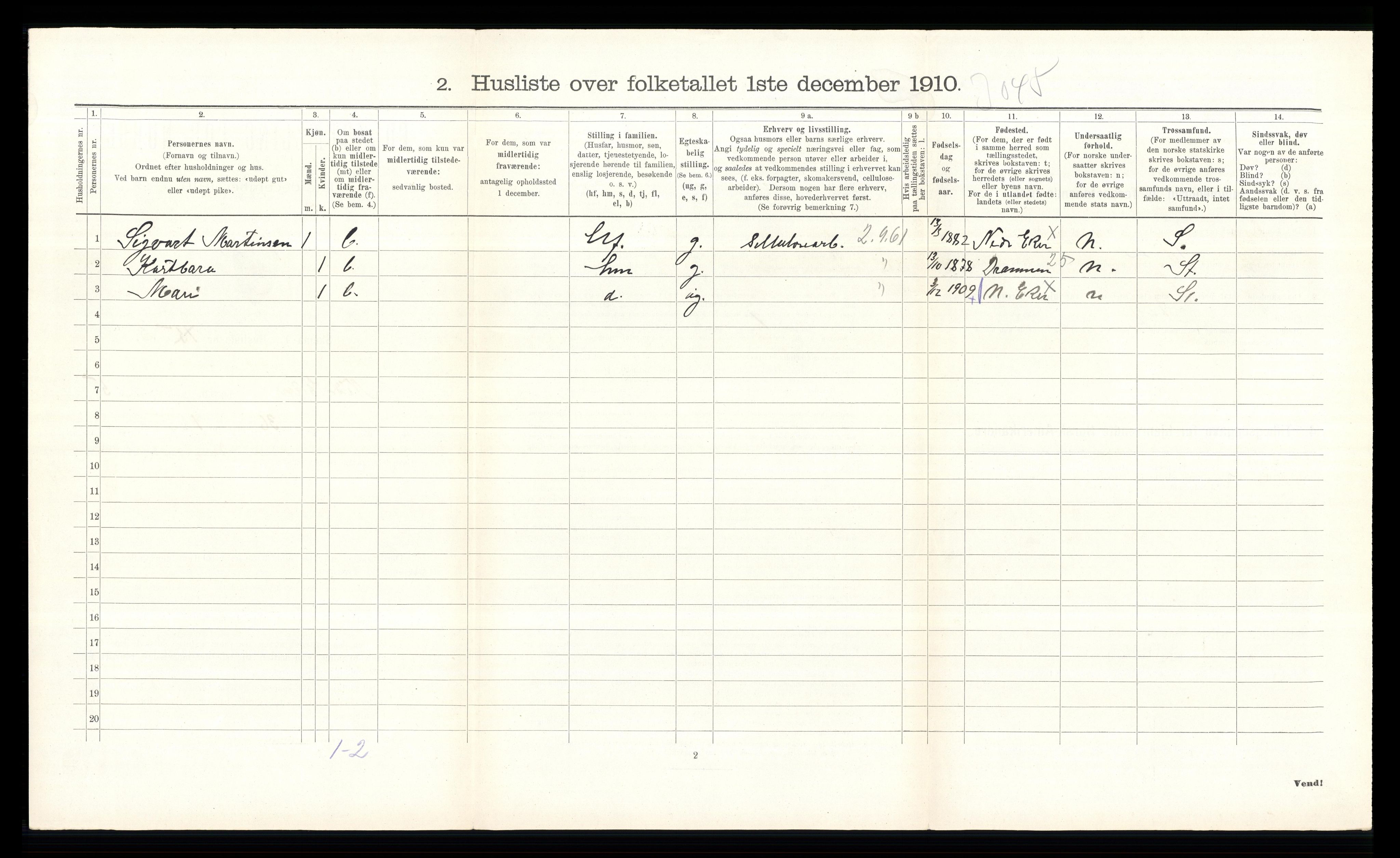 RA, 1910 census for Nedre Eiker, 1910, p. 1016