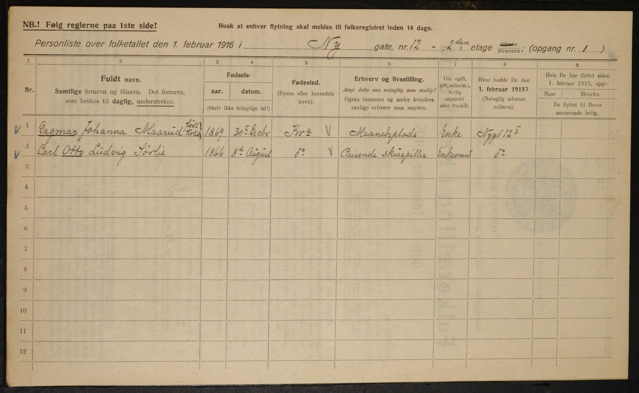 OBA, Municipal Census 1916 for Kristiania, 1916, p. 75769