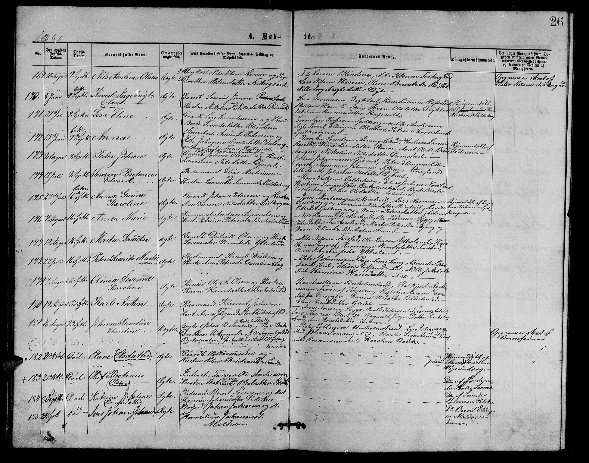 Ministerialprotokoller, klokkerbøker og fødselsregistre - Møre og Romsdal, AV/SAT-A-1454/528/L0428: Parish register (copy) no. 528C09, 1864-1880, p. 26