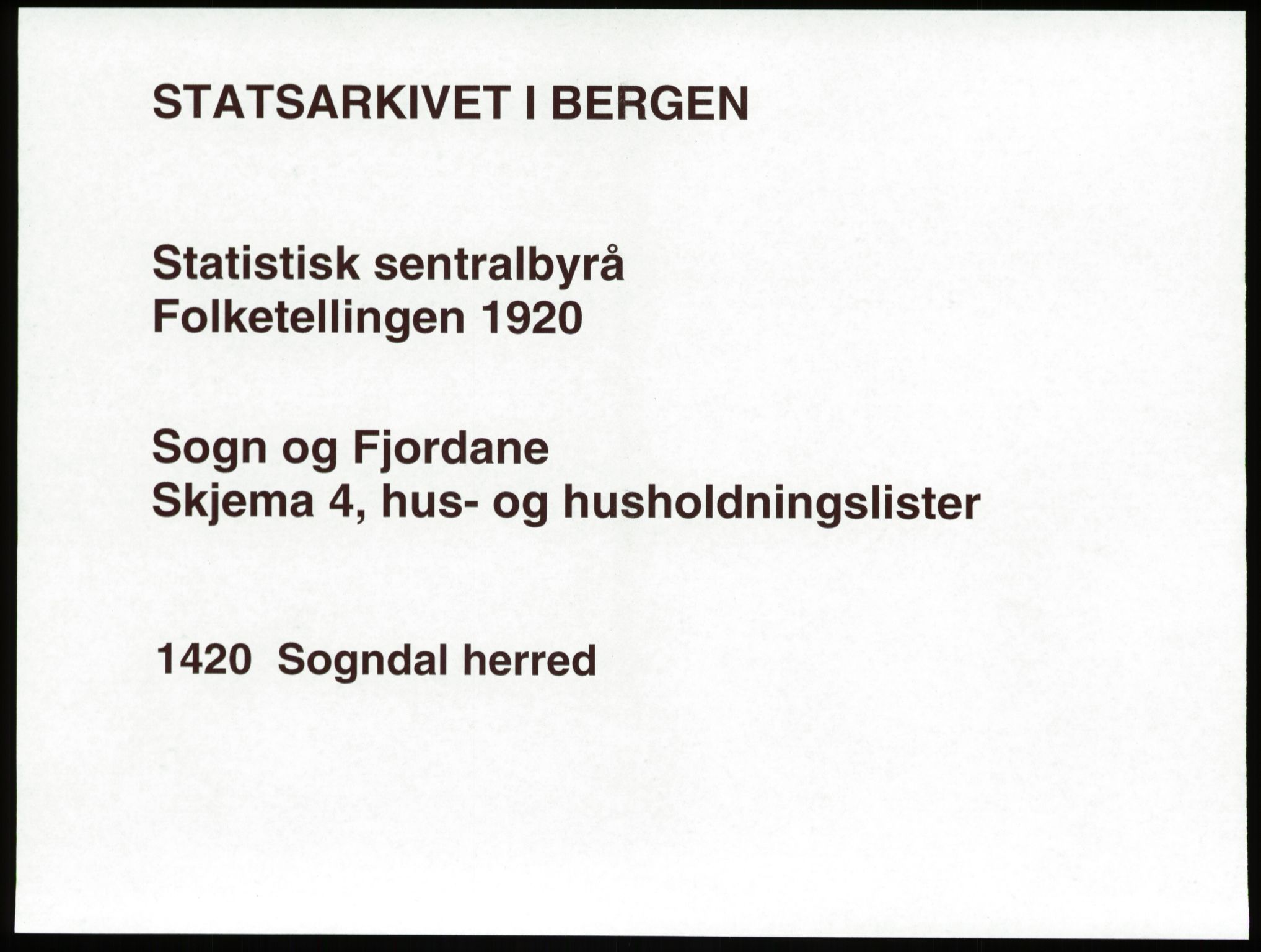 SAB, 1920 census for Sogndal, 1920, p. 73