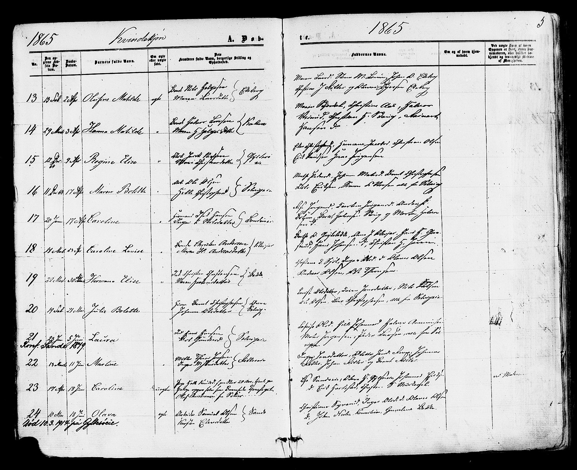 Sande Kirkebøker, SAKO/A-53/F/Fa/L0005: Parish register (official) no. 5, 1865-1877, p. 5