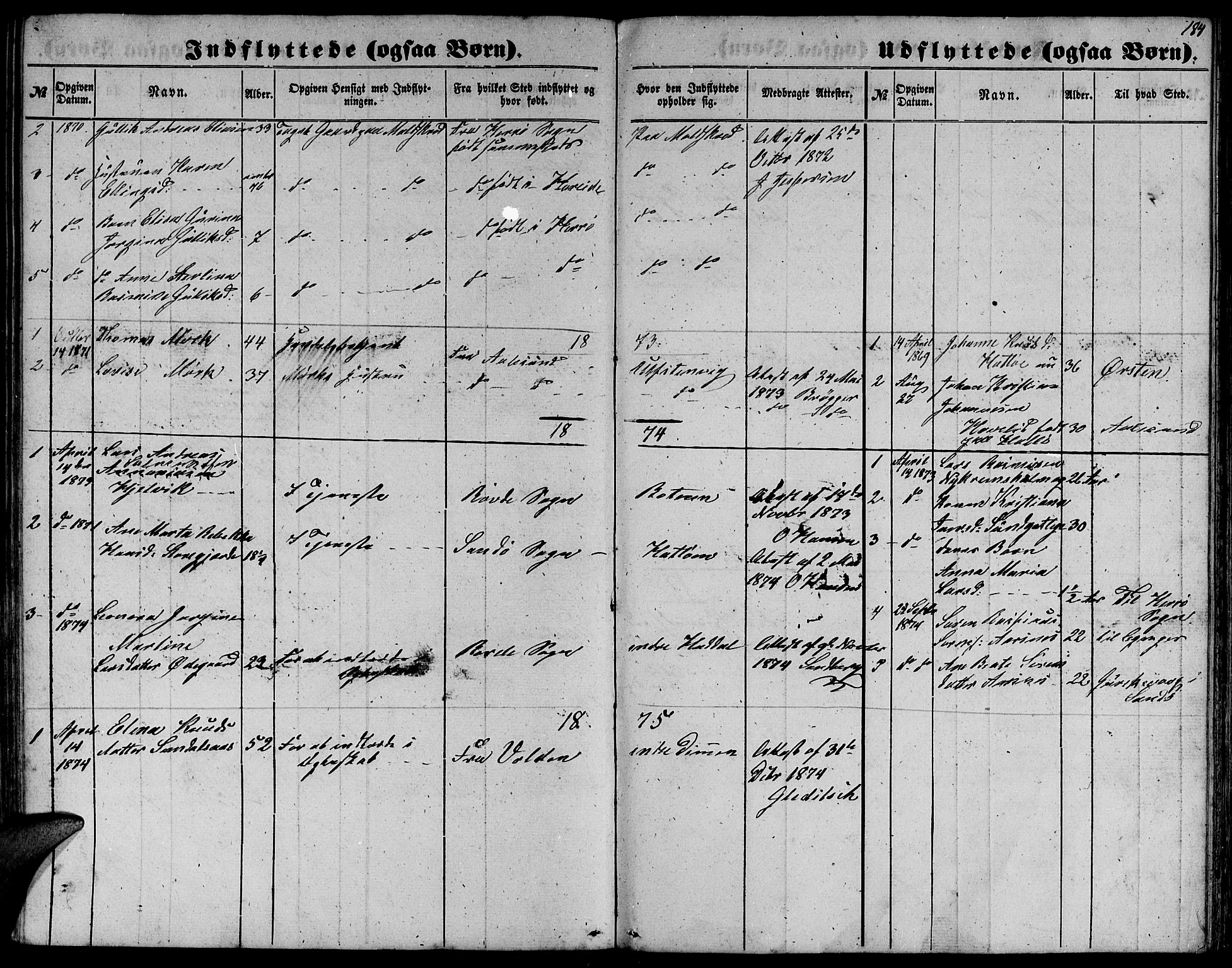 Ministerialprotokoller, klokkerbøker og fødselsregistre - Møre og Romsdal, SAT/A-1454/509/L0111: Parish register (copy) no. 509C01, 1854-1882, p. 184