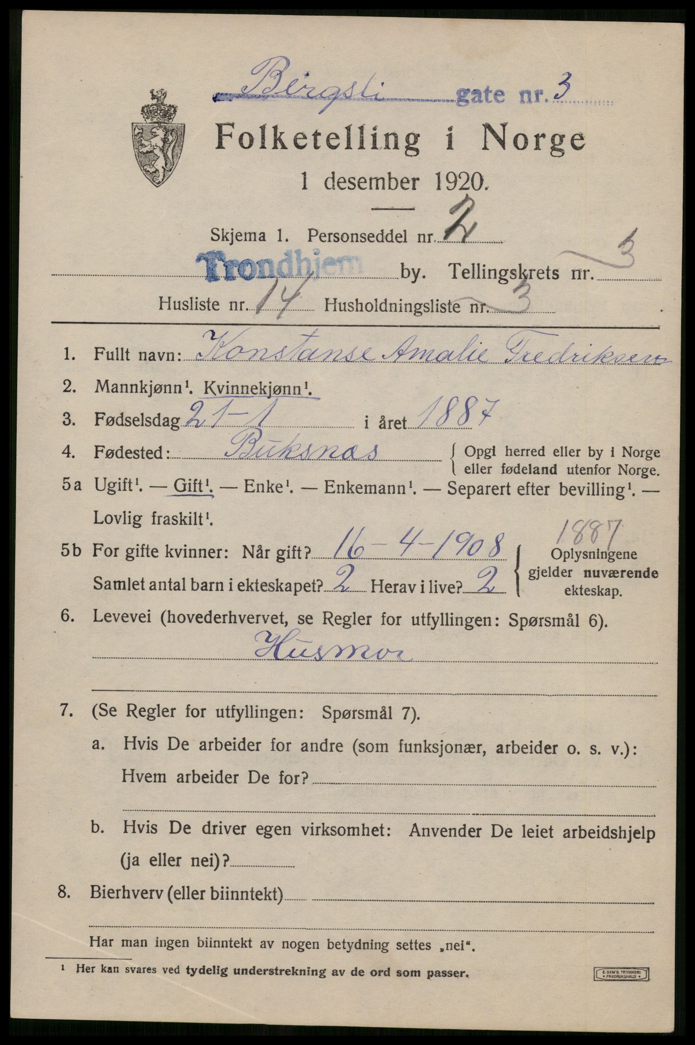 SAT, 1920 census for Trondheim, 1920, p. 35860