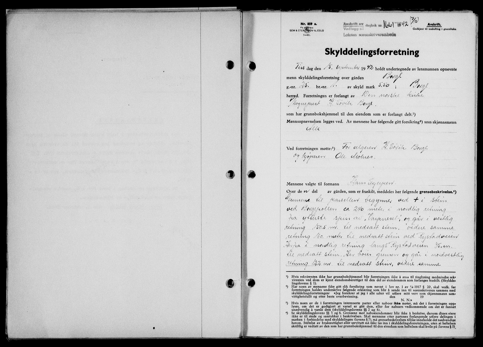 Lofoten sorenskriveri, SAT/A-0017/1/2/2C/L0010a: Mortgage book no. 10a, 1942-1943, Diary no: : 1661/1942