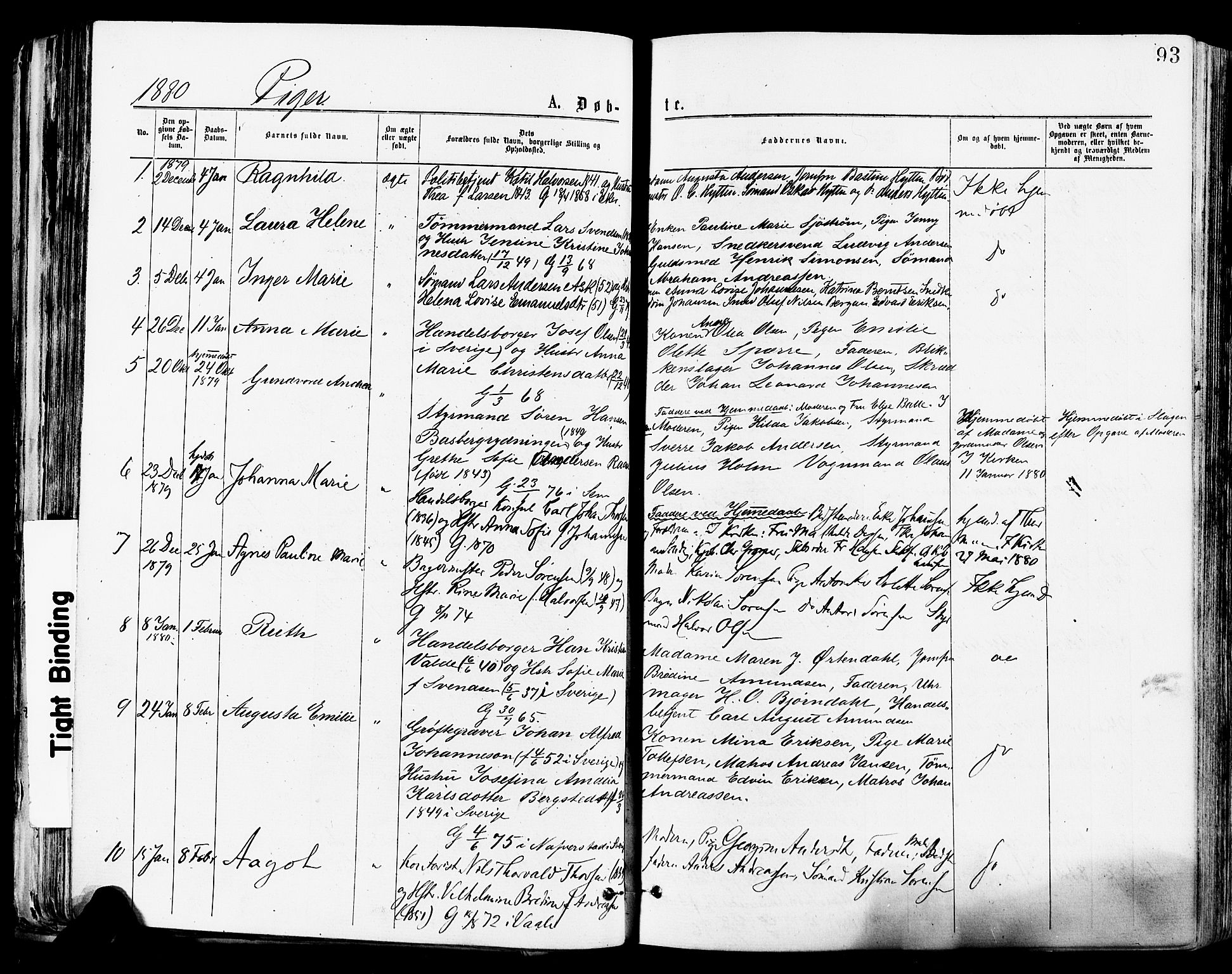 Tønsberg kirkebøker, SAKO/A-330/F/Fa/L0010: Parish register (official) no. I 10, 1874-1880, p. 93