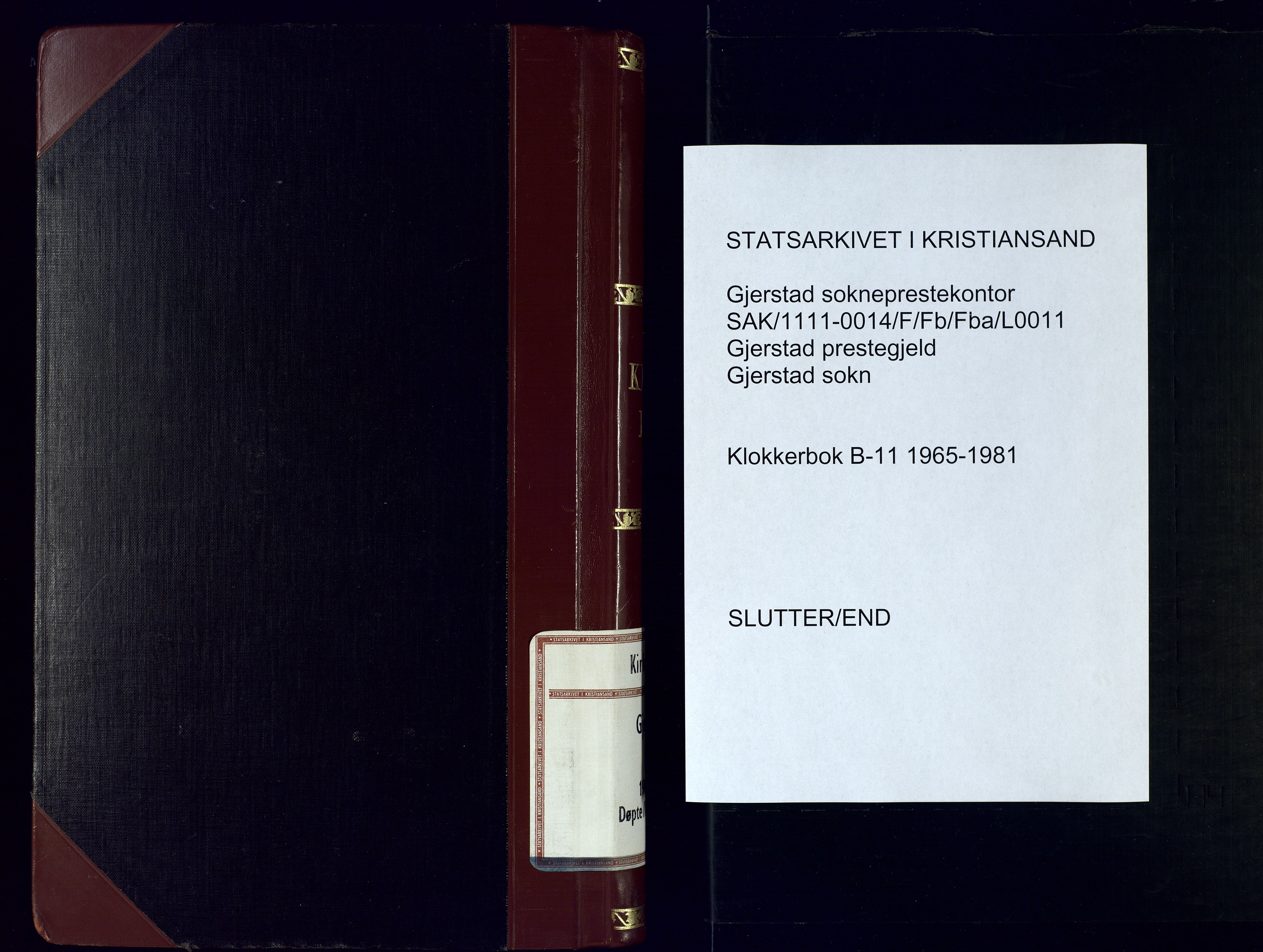 Gjerstad sokneprestkontor, AV/SAK-1111-0014/F/Fb/Fba/L0011: Parish register (copy) no. B-11, 1965-1981