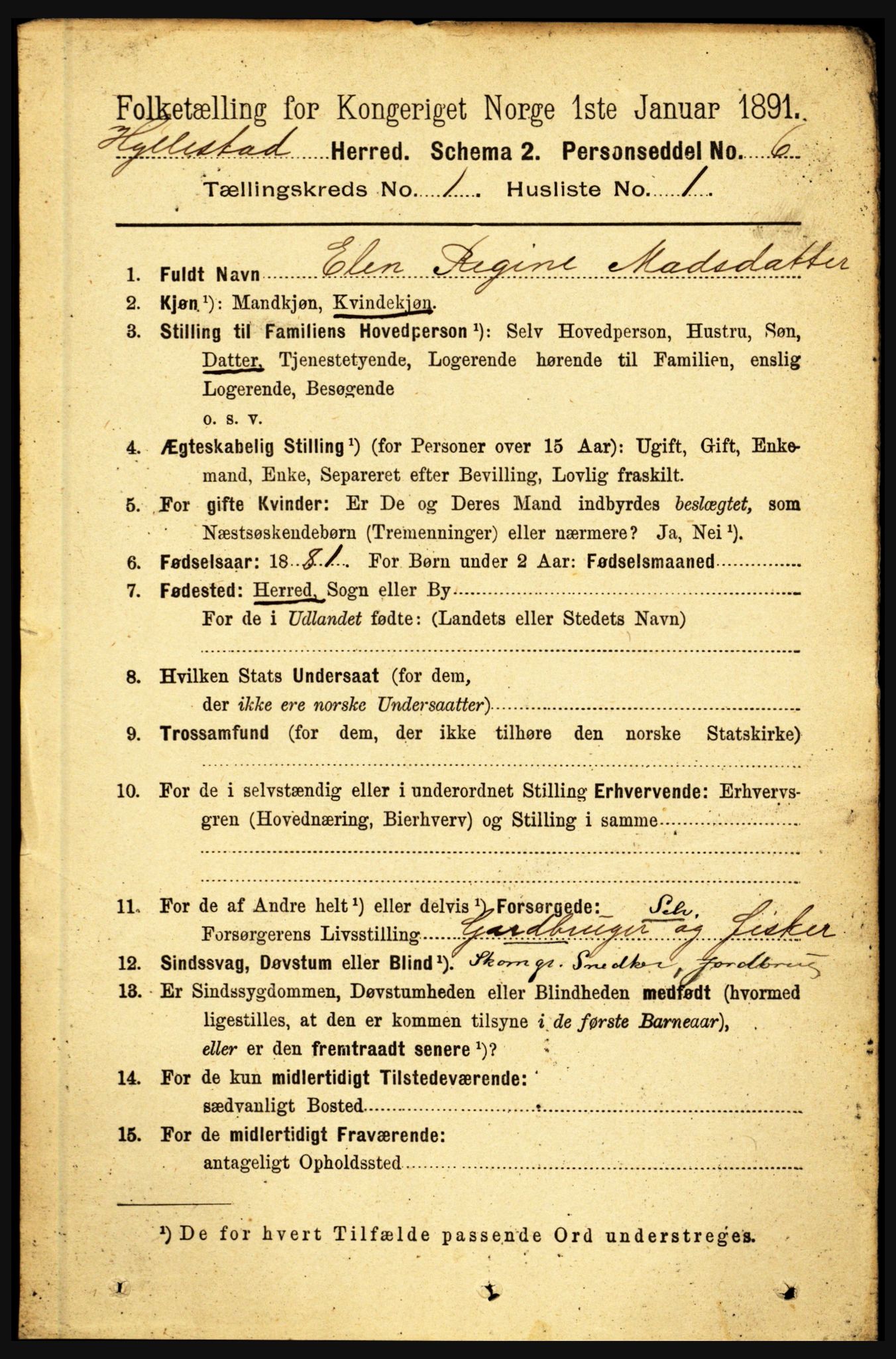 RA, 1891 census for 1413 Hyllestad, 1891, p. 59