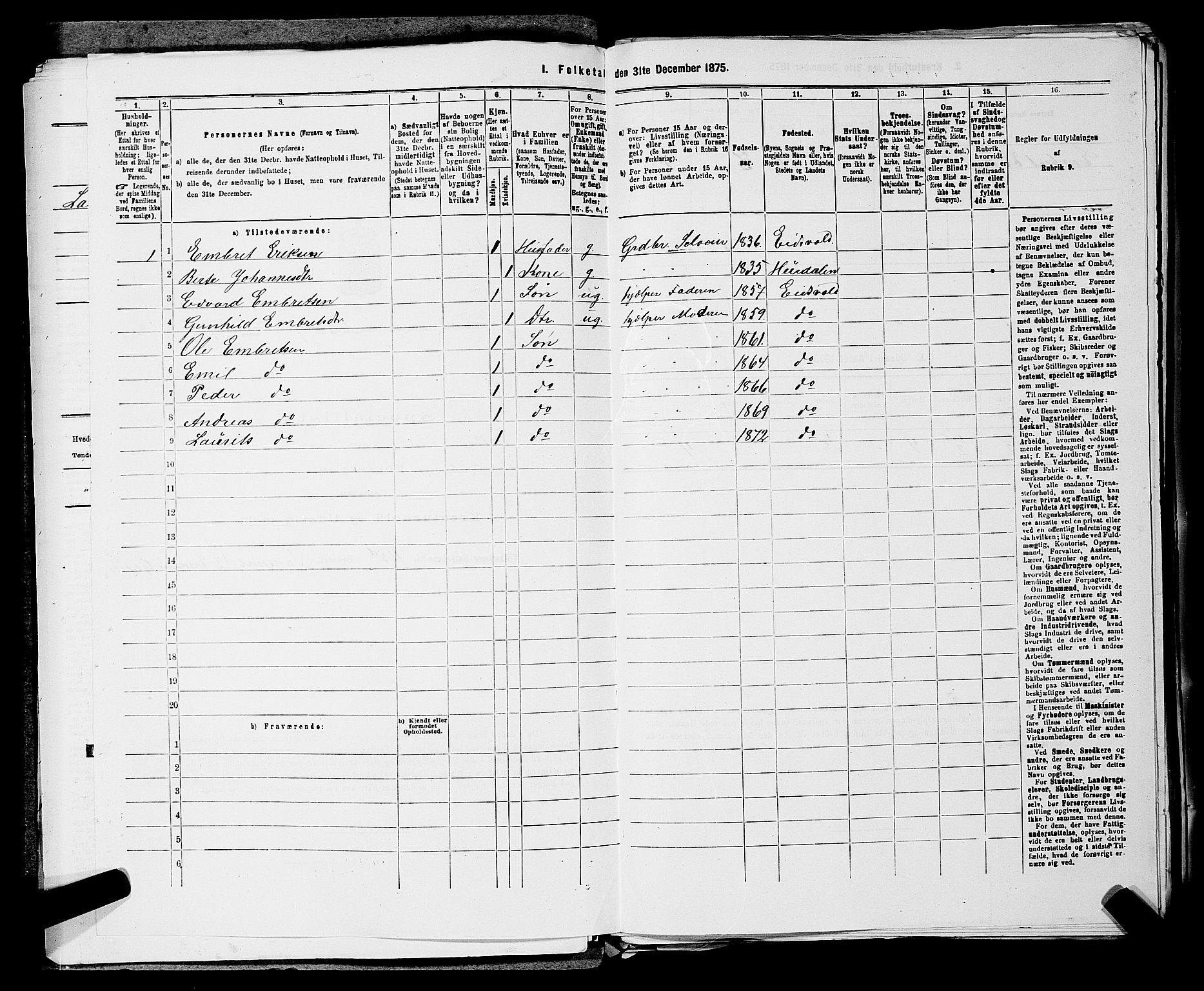 RA, 1875 census for 0237P Eidsvoll, 1875, p. 976