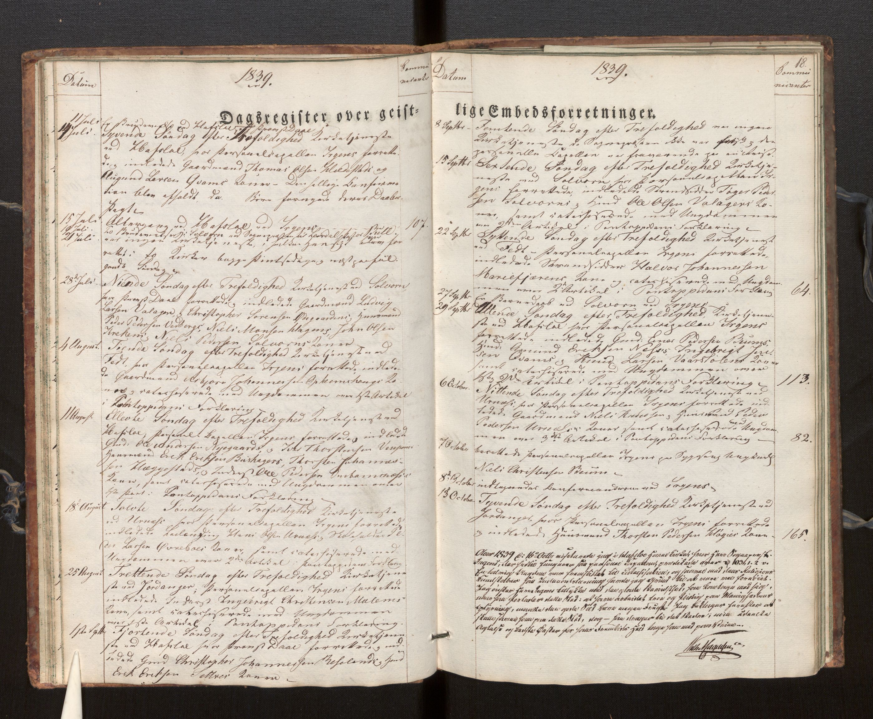 Hafslo sokneprestembete, SAB/A-80301/H/Haa/Haaf/L0001: Diary records no. F 1, 1834-1854, p. 18