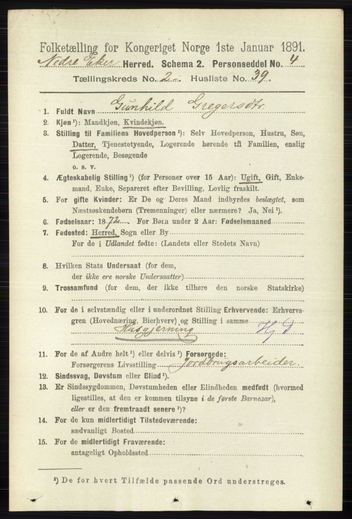 RA, 1891 census for 0625 Nedre Eiker, 1891, p. 762