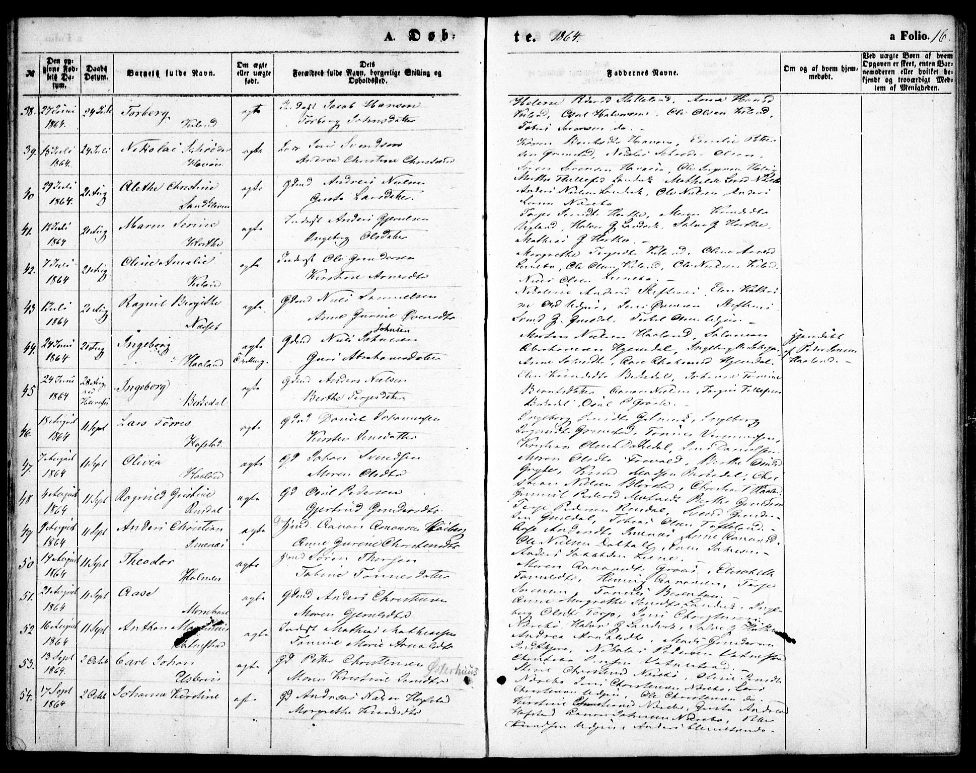 Hommedal sokneprestkontor, AV/SAK-1111-0023/F/Fa/Fab/L0005: Parish register (official) no. A 5, 1861-1877, p. 16