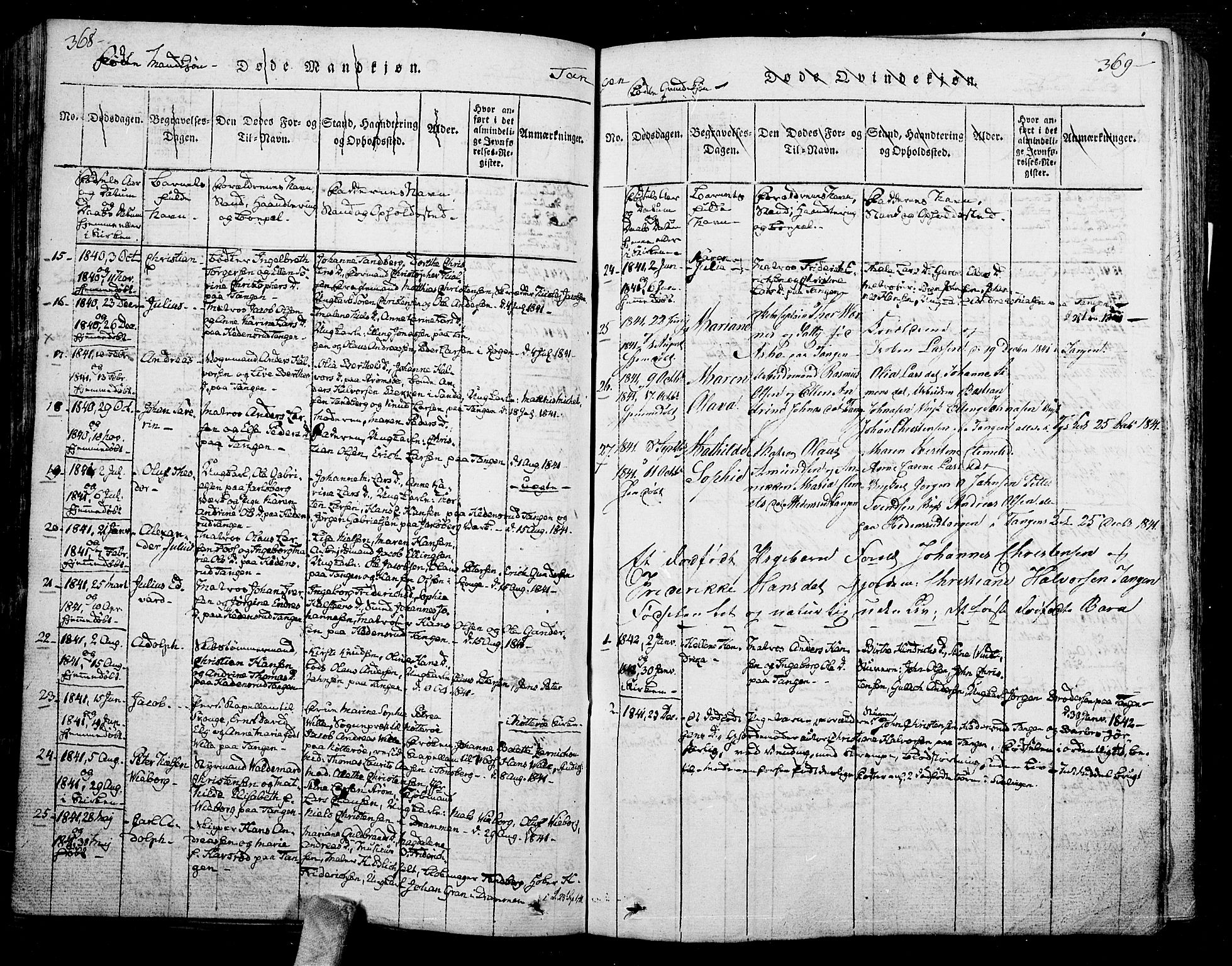 Skoger kirkebøker, AV/SAKO-A-59/F/Fa/L0002: Parish register (official) no. I 2 /2, 1814-1842, p. 368-369