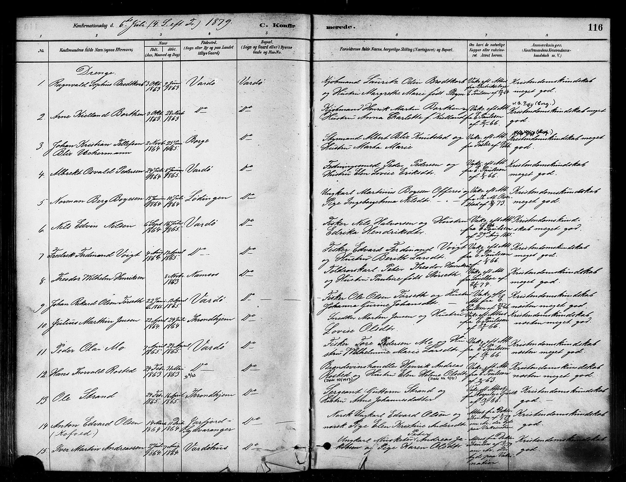 Vardø sokneprestkontor, AV/SATØ-S-1332/H/Ha/L0006kirke: Parish register (official) no. 6, 1879-1886, p. 116